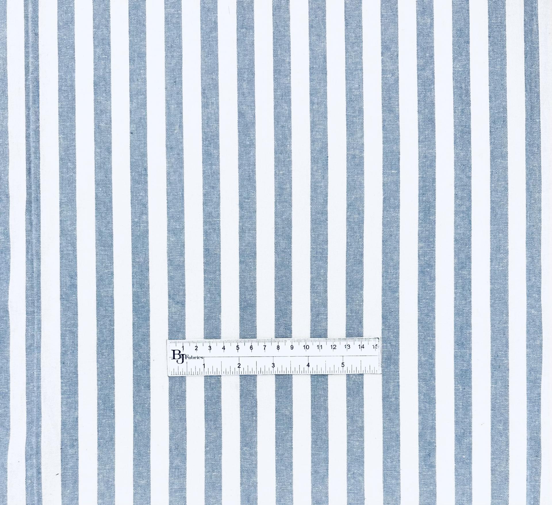Yarn Dyed Linen Cotton Stripe in Chambray