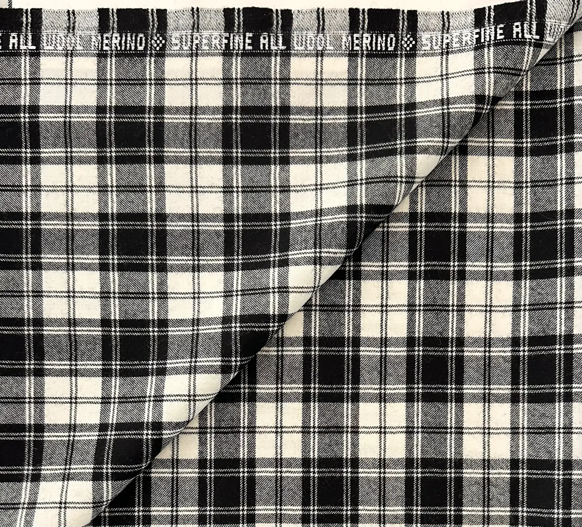 Austrian Superfine Merino Wool Suiting Plaid in Black