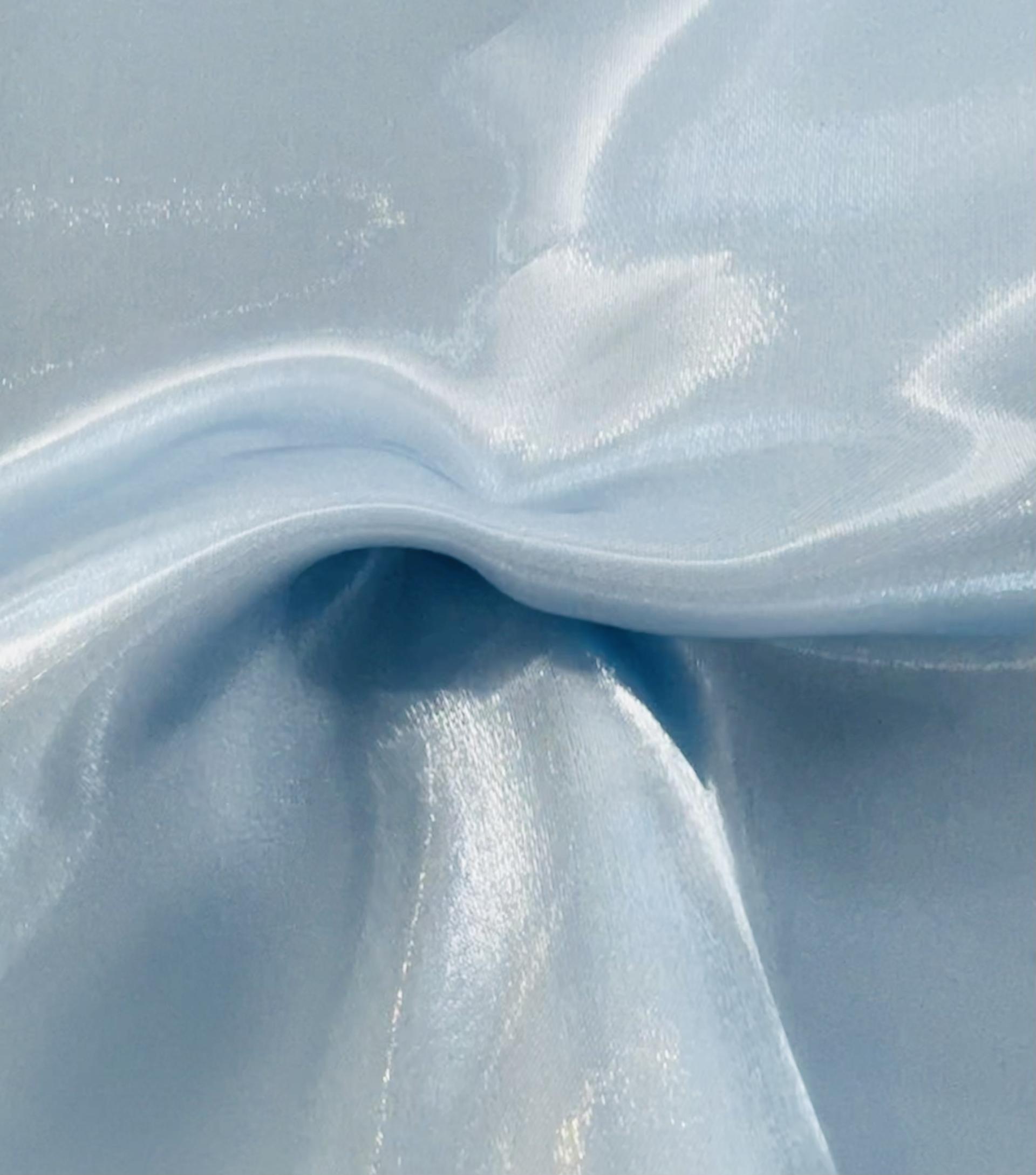 Polyester Liquid Satin Organza in Blue Frost