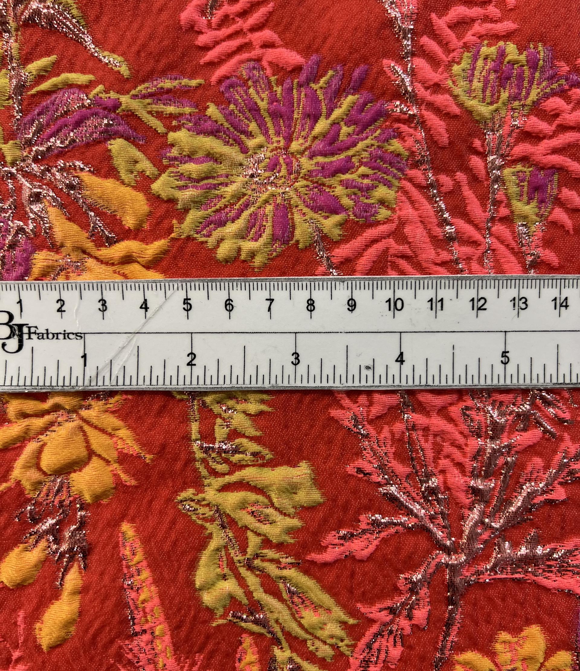 "Winter Garden"Silk Blend Metallic Brocade in Coal Pink