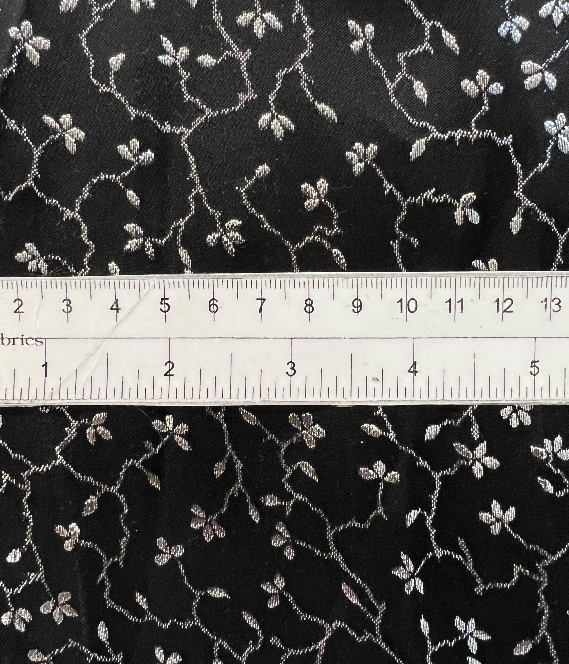 Metallic Silk Jacquard in Black & Silver