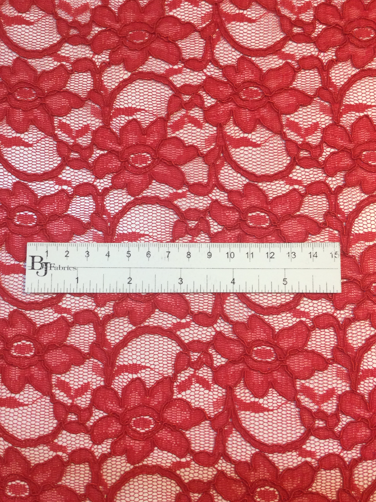 Cotton Nylon Alençon Lace in Red