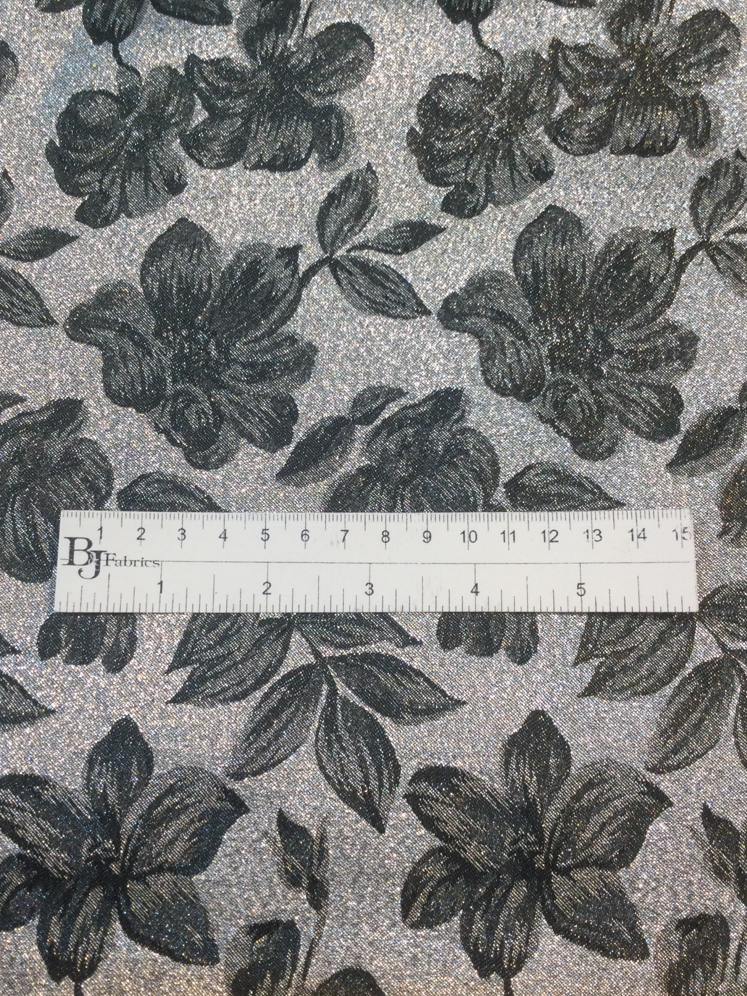 Lame' Brocade in Silver and Black