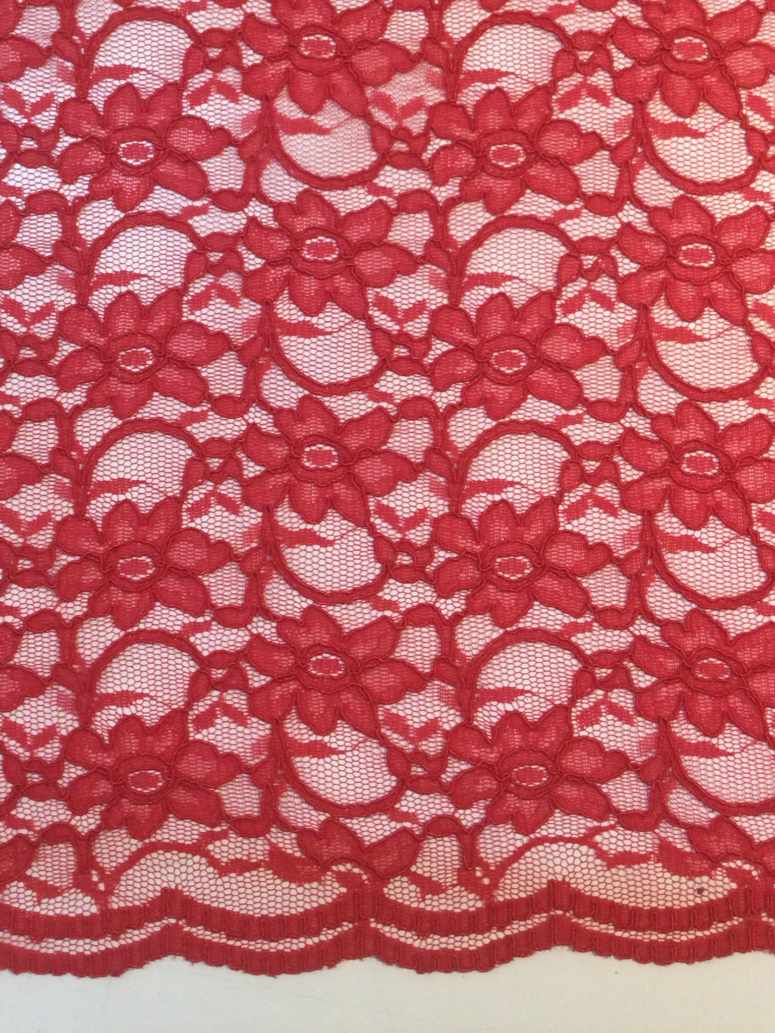 Cotton Nylon Alençon Lace in Red