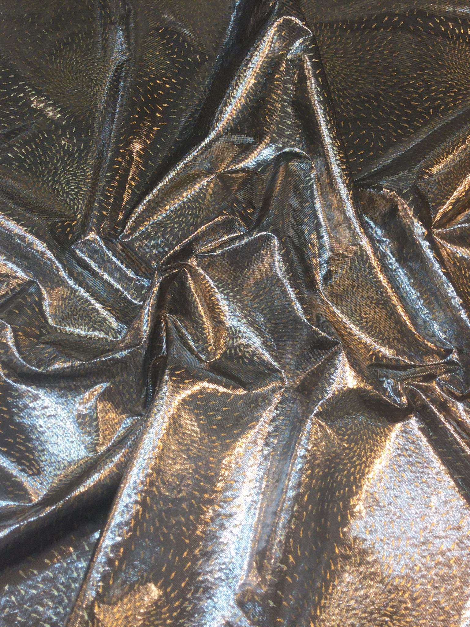 Printed Poly Lame' in Silver/Gold