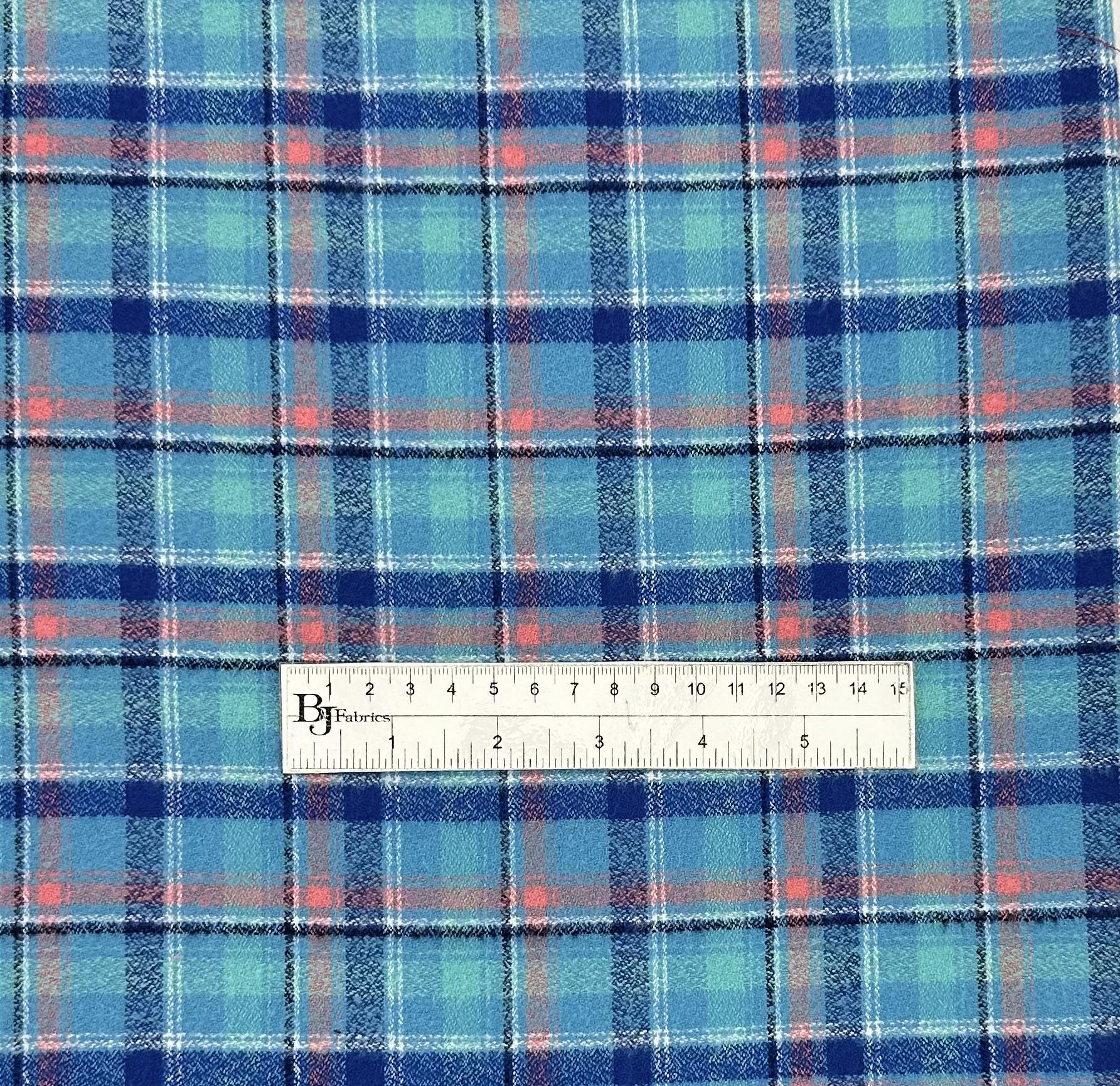 Cotton Flannel Plaid in Blue Turquoise