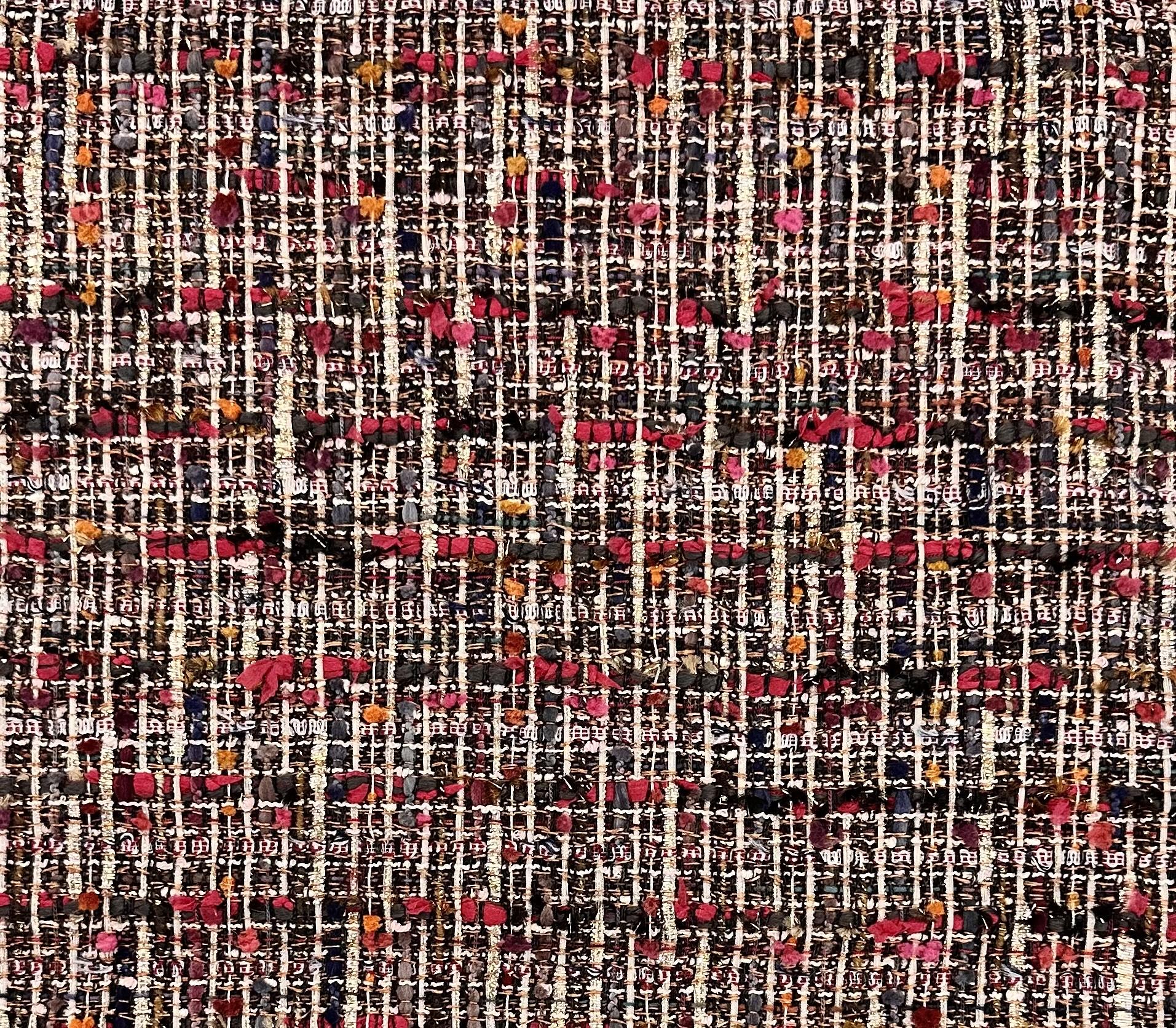 Italian Cotton Blend Tweed in Strawberry Multi Metallic