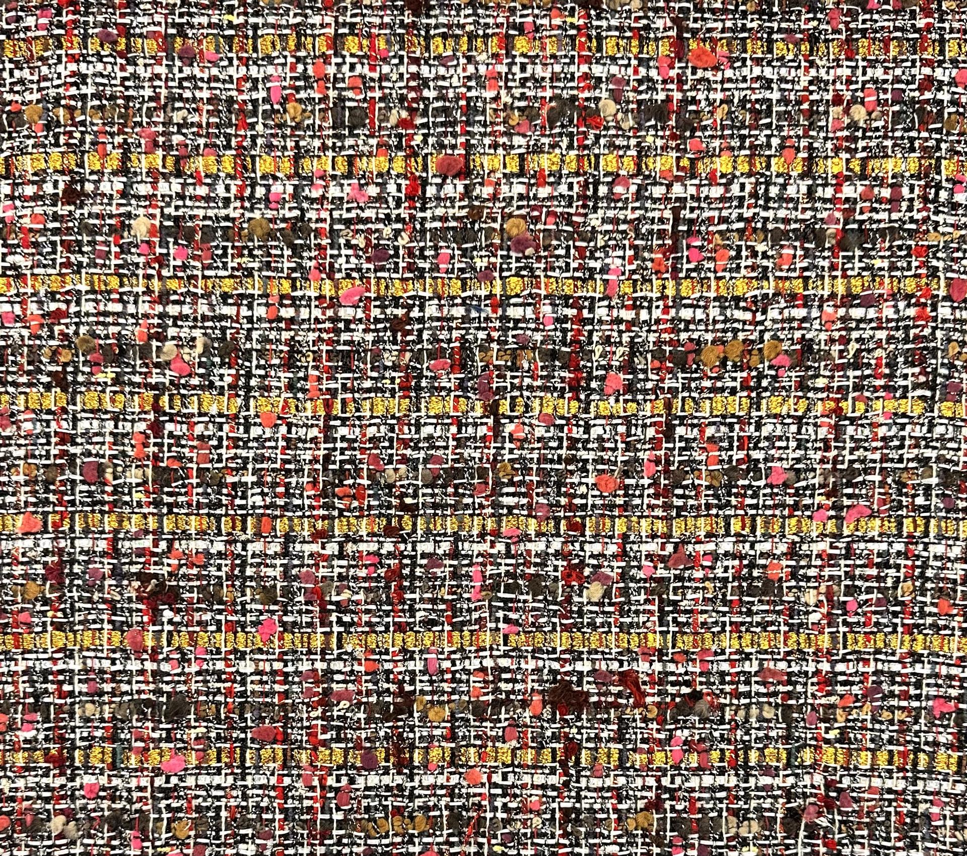 Italian Cotton Blend Tweed in Red Gold Multi Metallic