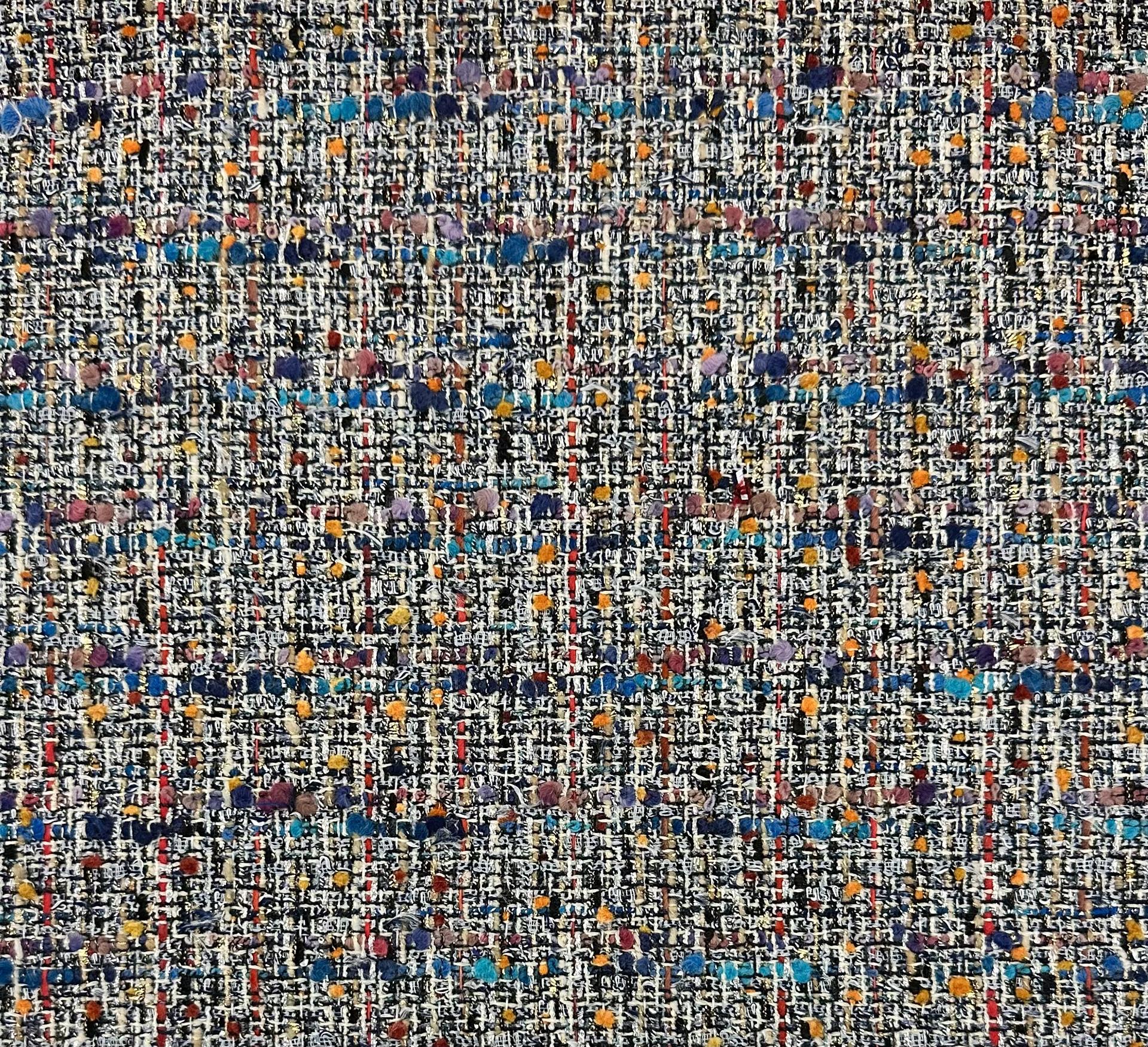 Italian Cotton Blend Tweed in Silver Blue Multi Metallic