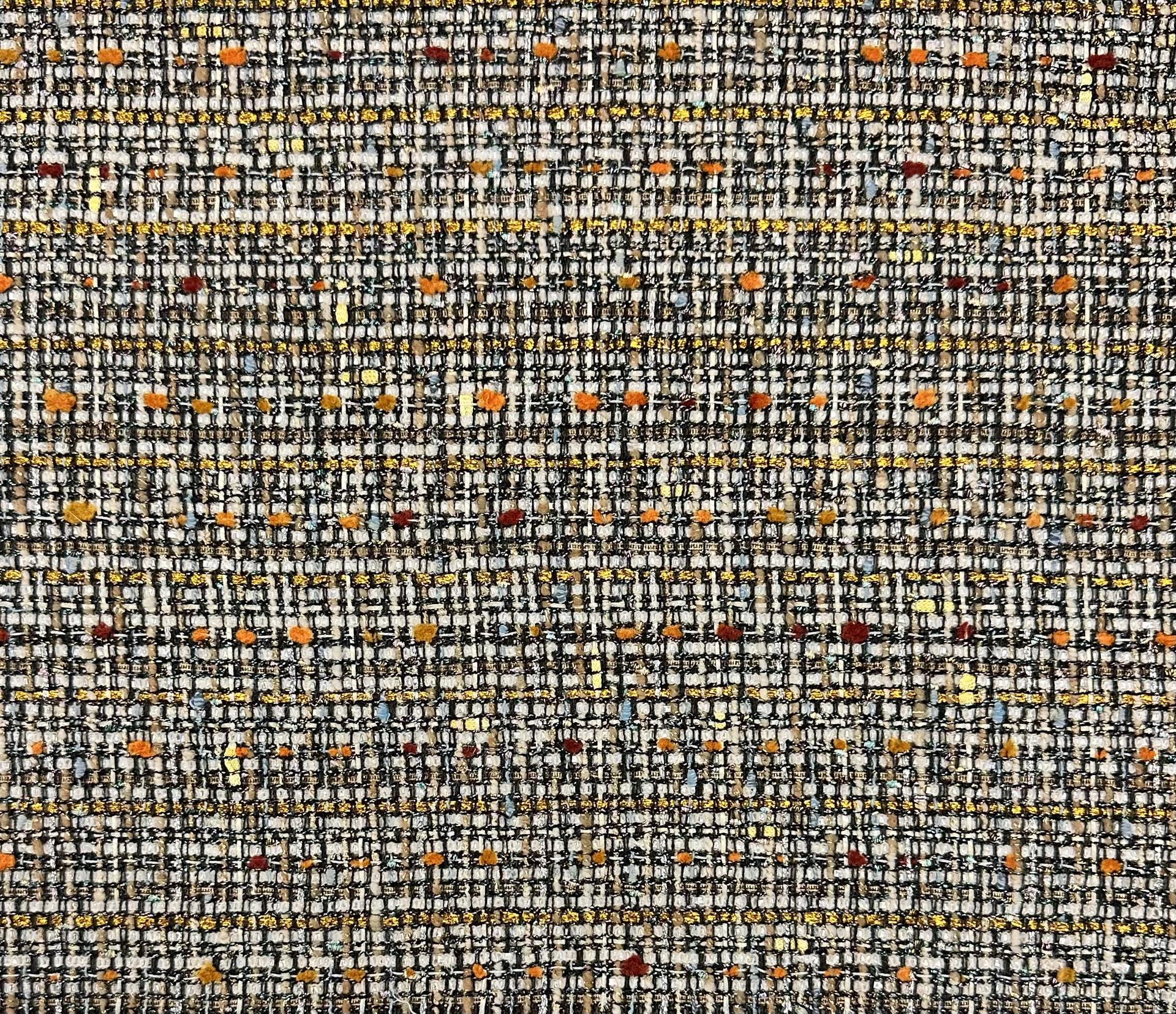 Italian Cotton Blend Tweed in White Gold Multi Metallic