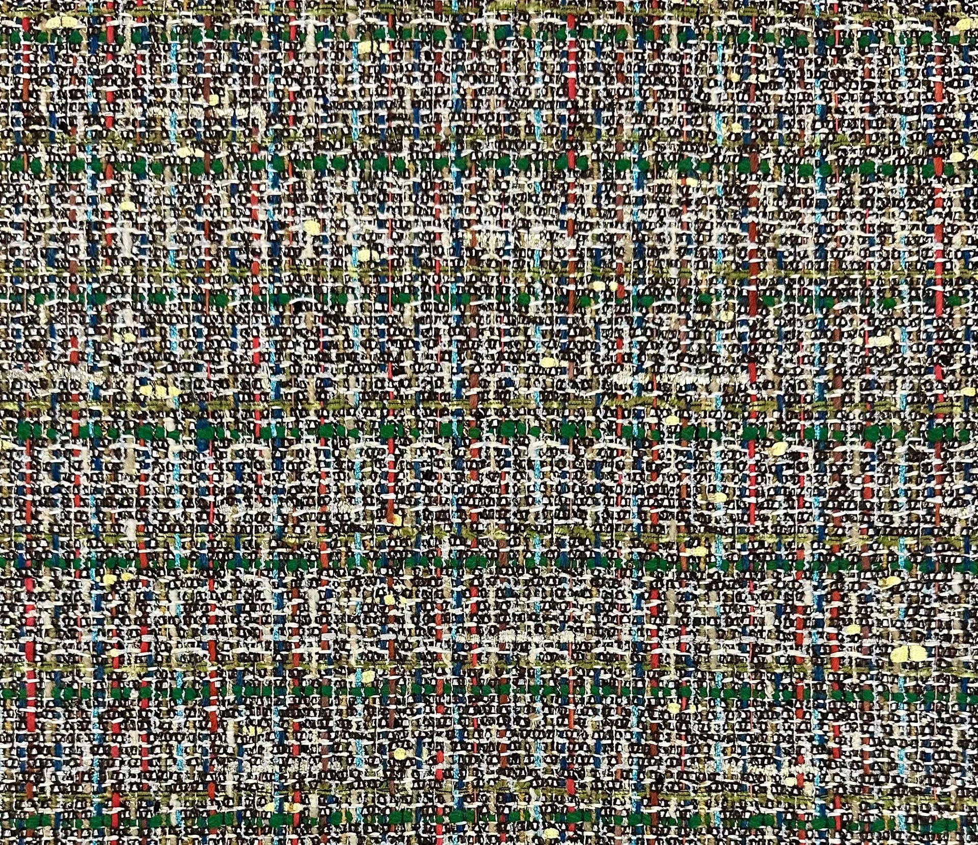 Italian Cotton Blend Tweed in Green Multi Metallic