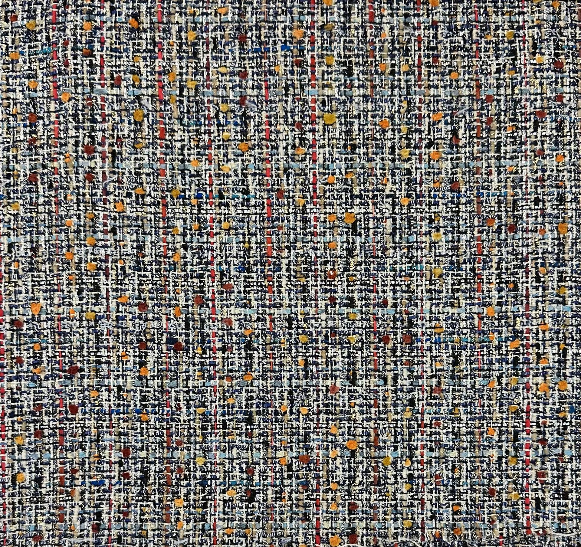 Italian Cotton Blend Tweed in Light Blue Multi Metallic