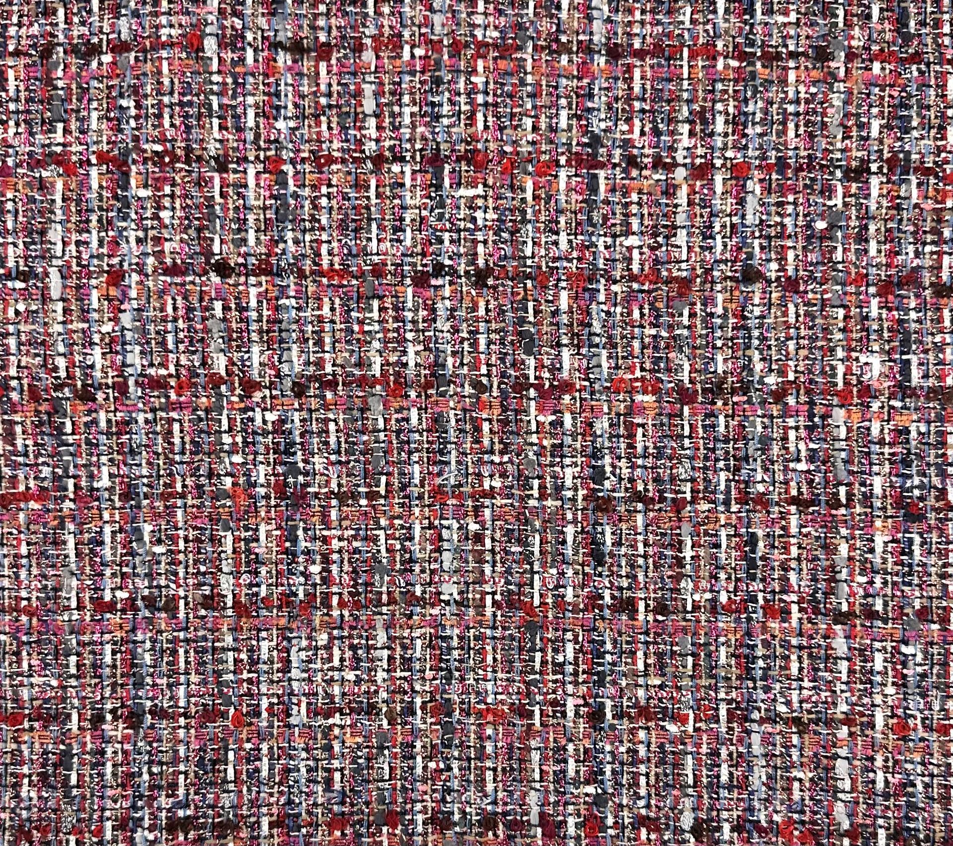 Italian Cotton Blend Tweed in Raspberry Multi Metallic