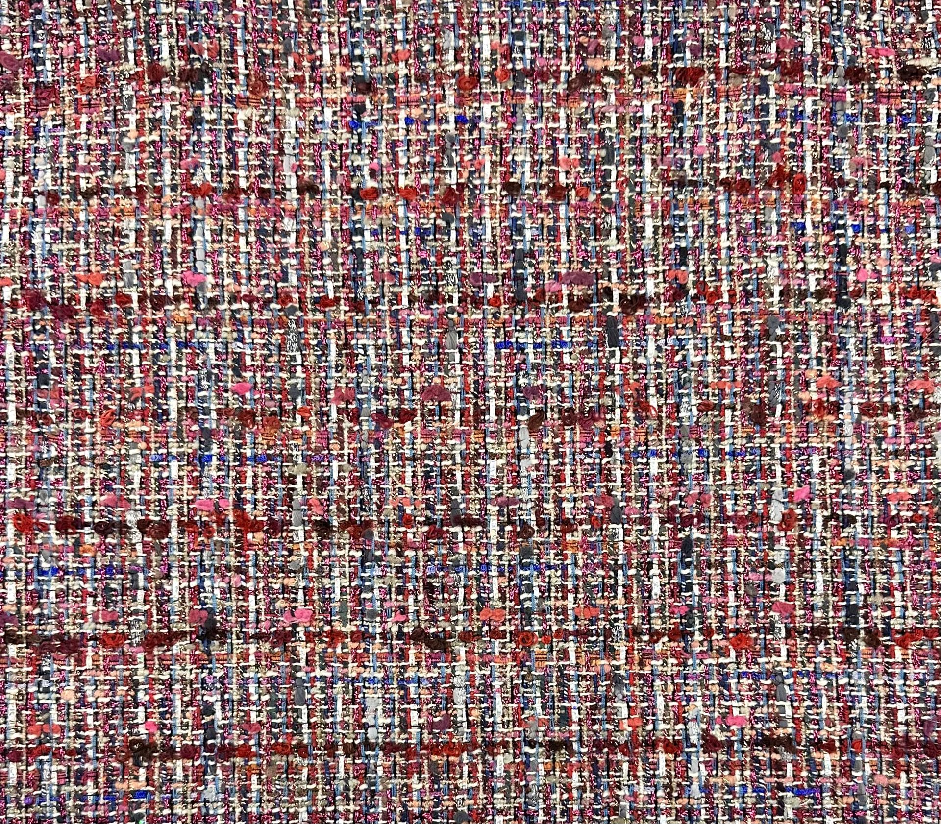 Italian Cotton Blend Tweed in Red Multi Metallic