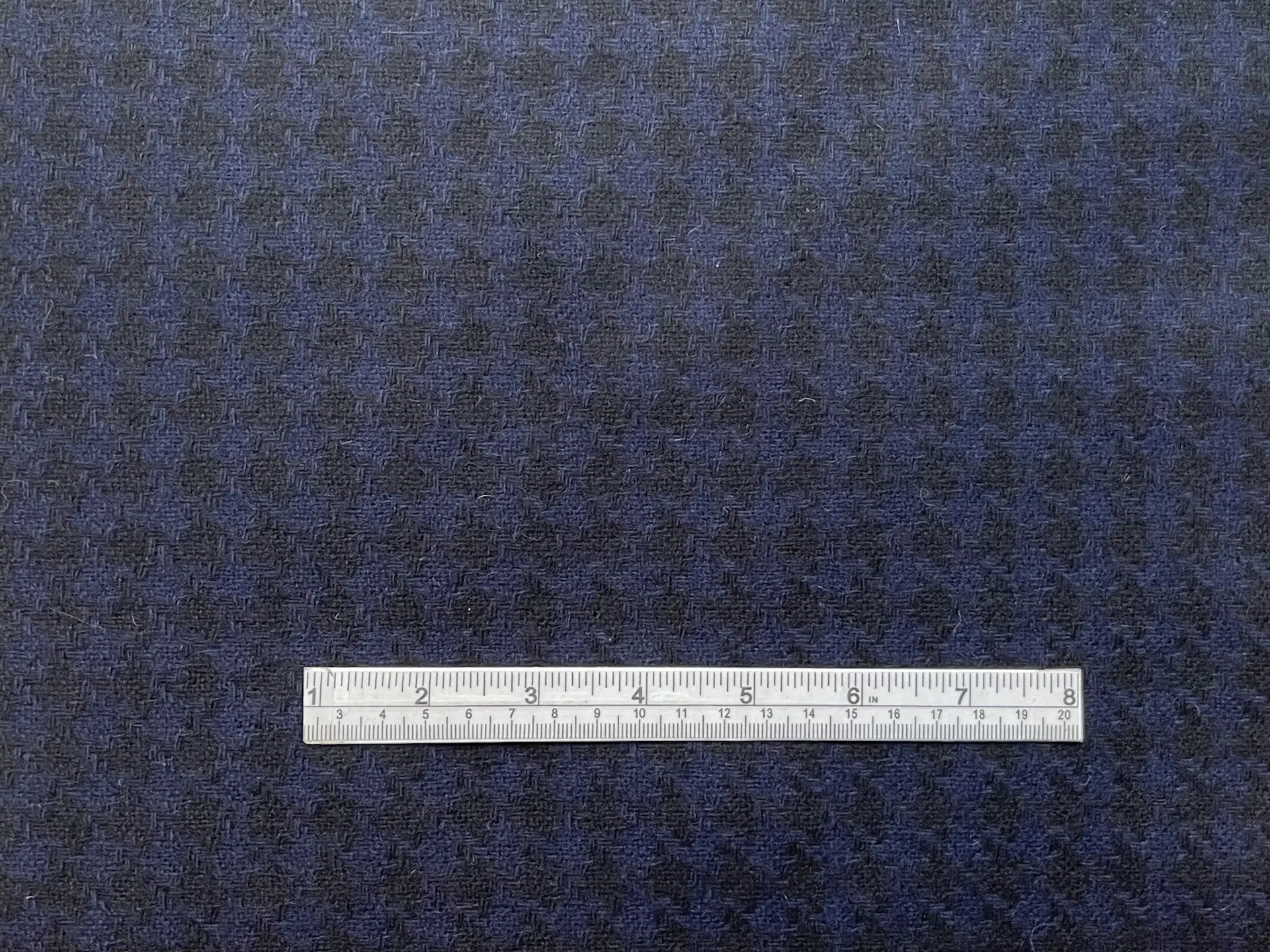 Made in England 100% Wool Tweed Houndstooth in Midnight Blue and Black