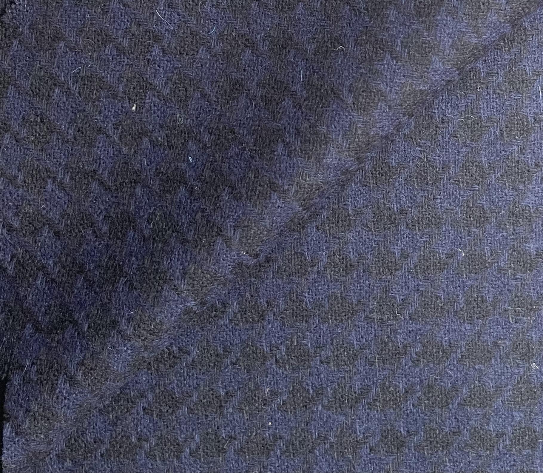 Made in England 100% Wool Tweed Houndstooth in Midnight Blue and Black