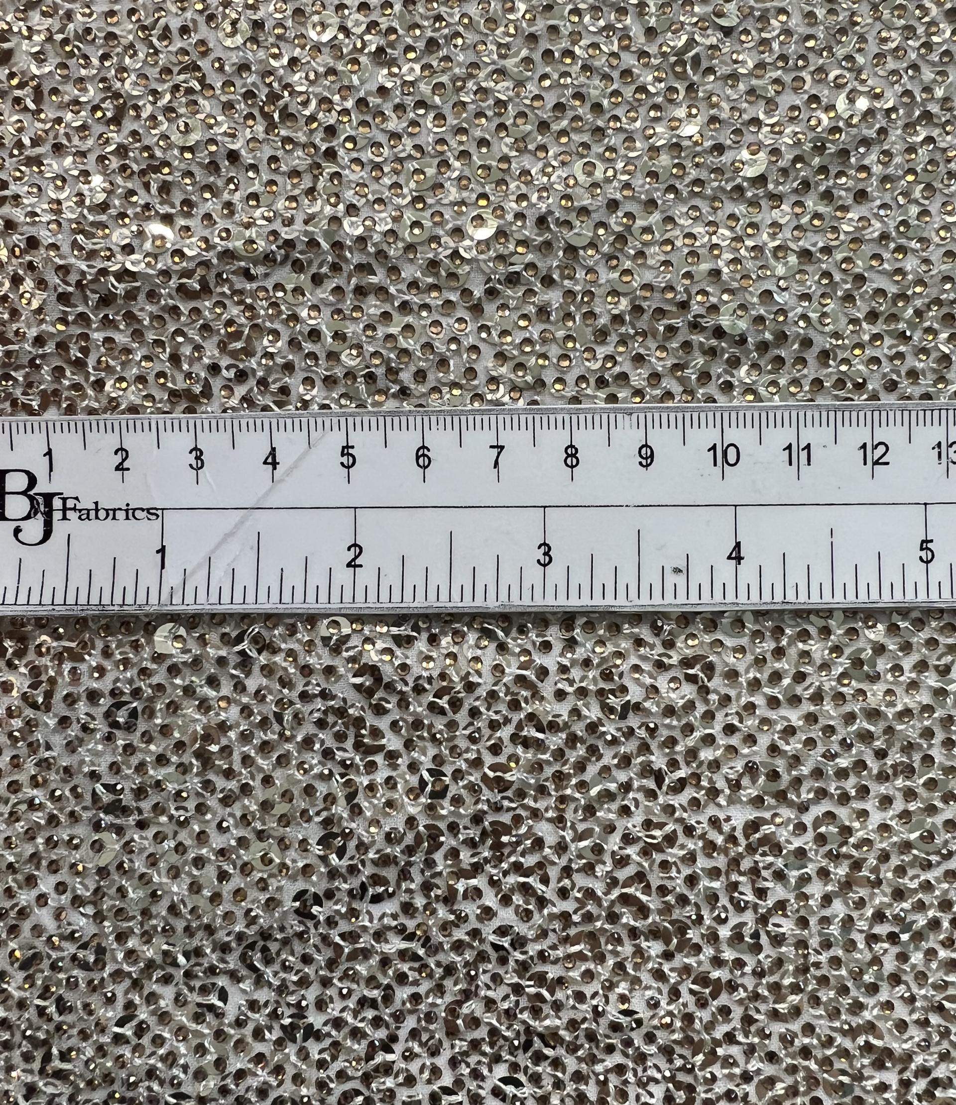 Couture Gold on Gold Sequins and Crystal on Rayon Georgette 