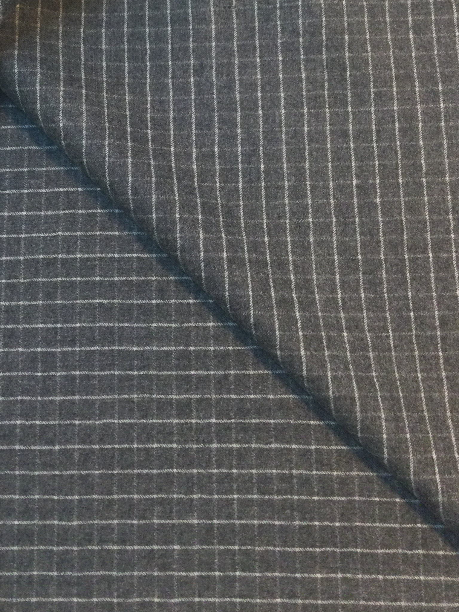 Made in Italy Vitale Barberis 100% Wool Medium Grey/Light Grey Check Wool Flannel Super 120's