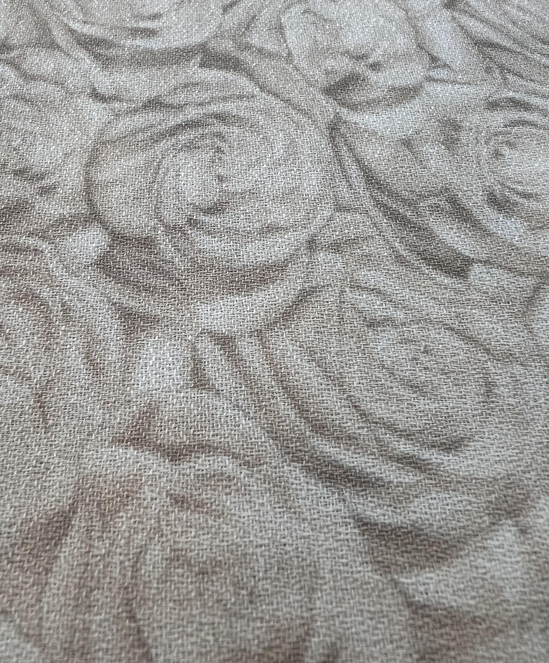 Italian Printed Wool Crepe with Cream and Latte Colored Roses