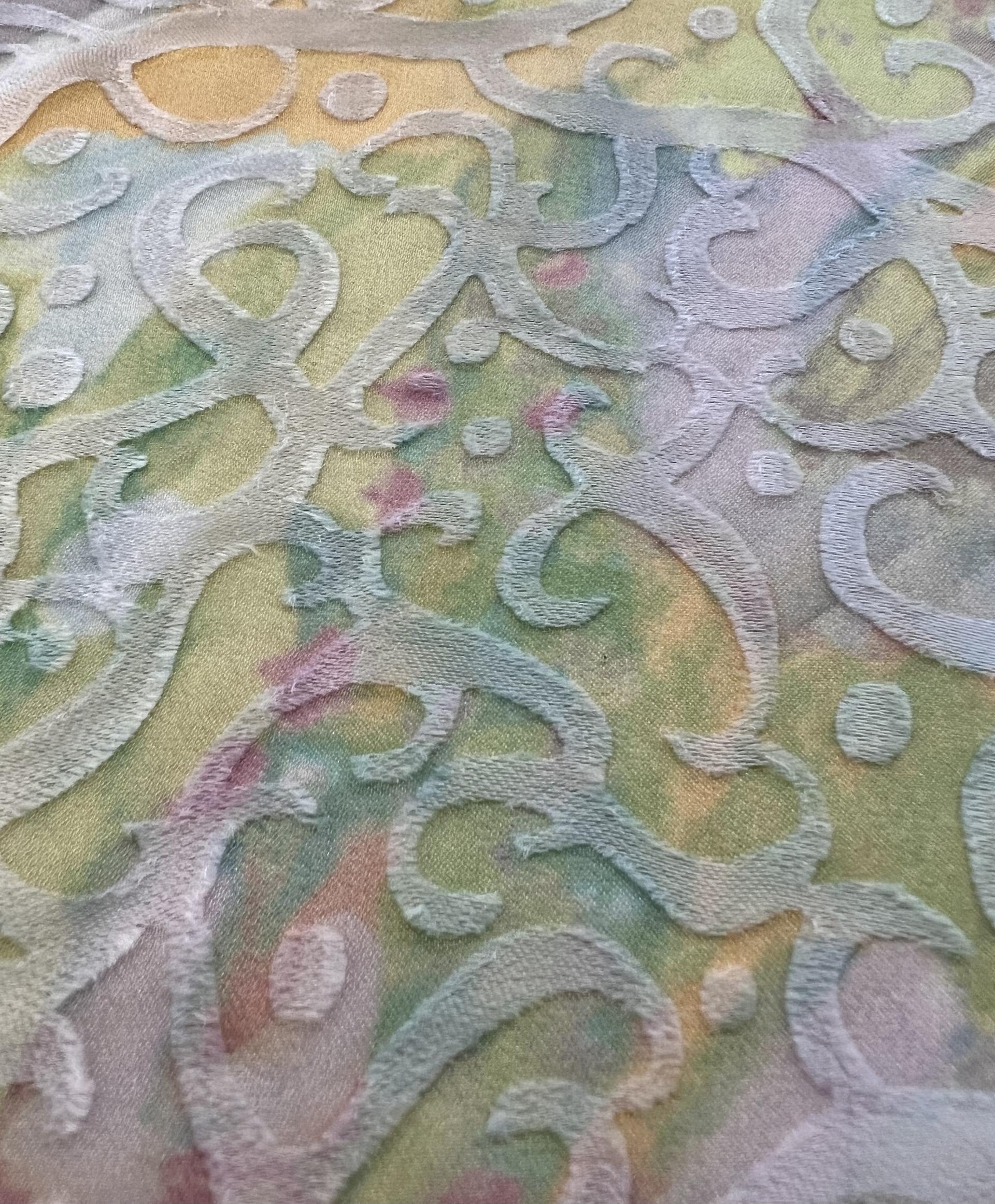 Italian Printed Silk Burnt-Out Chiffon in Pastel