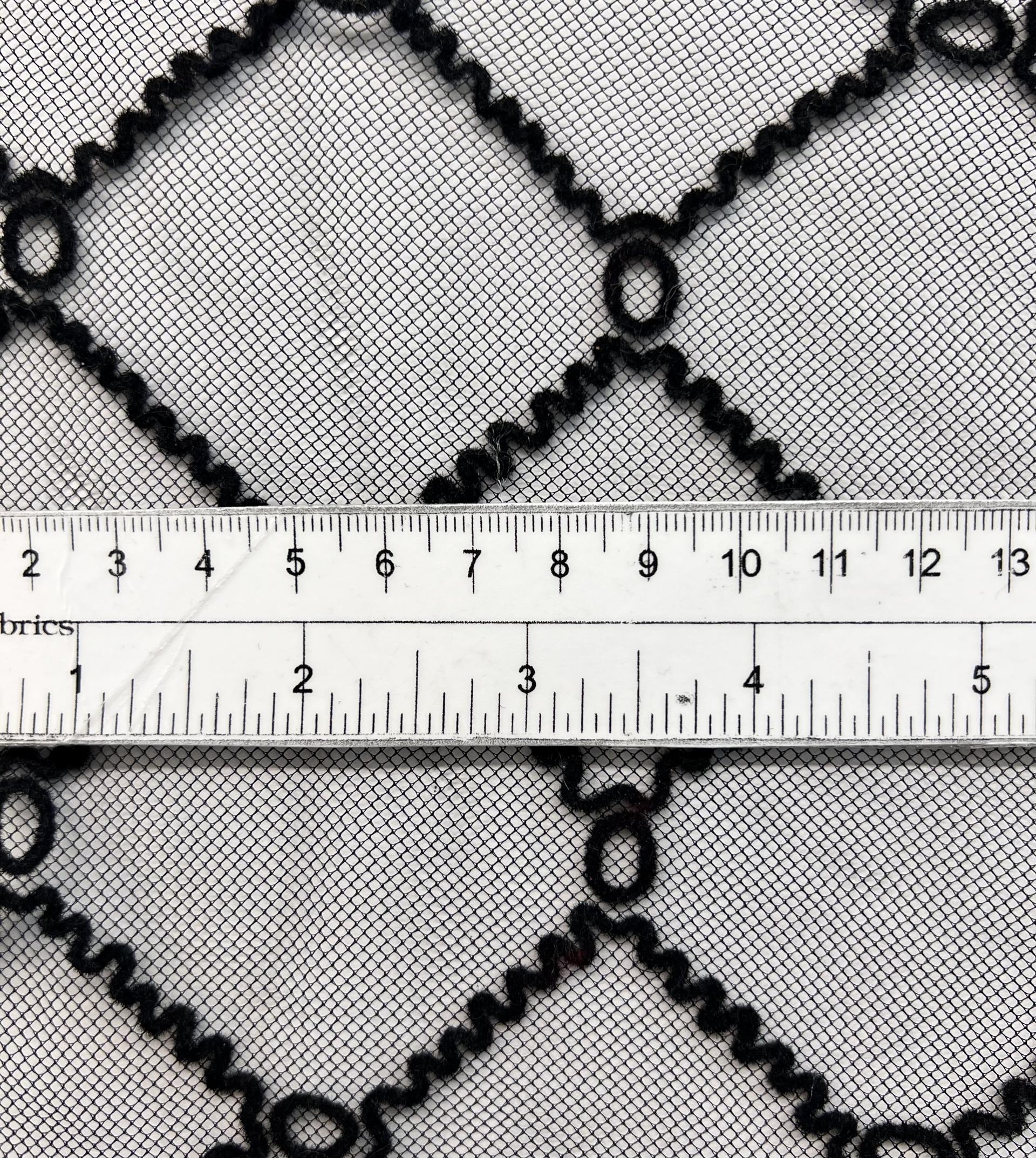 Embroidered Tulle in Black Diamond 