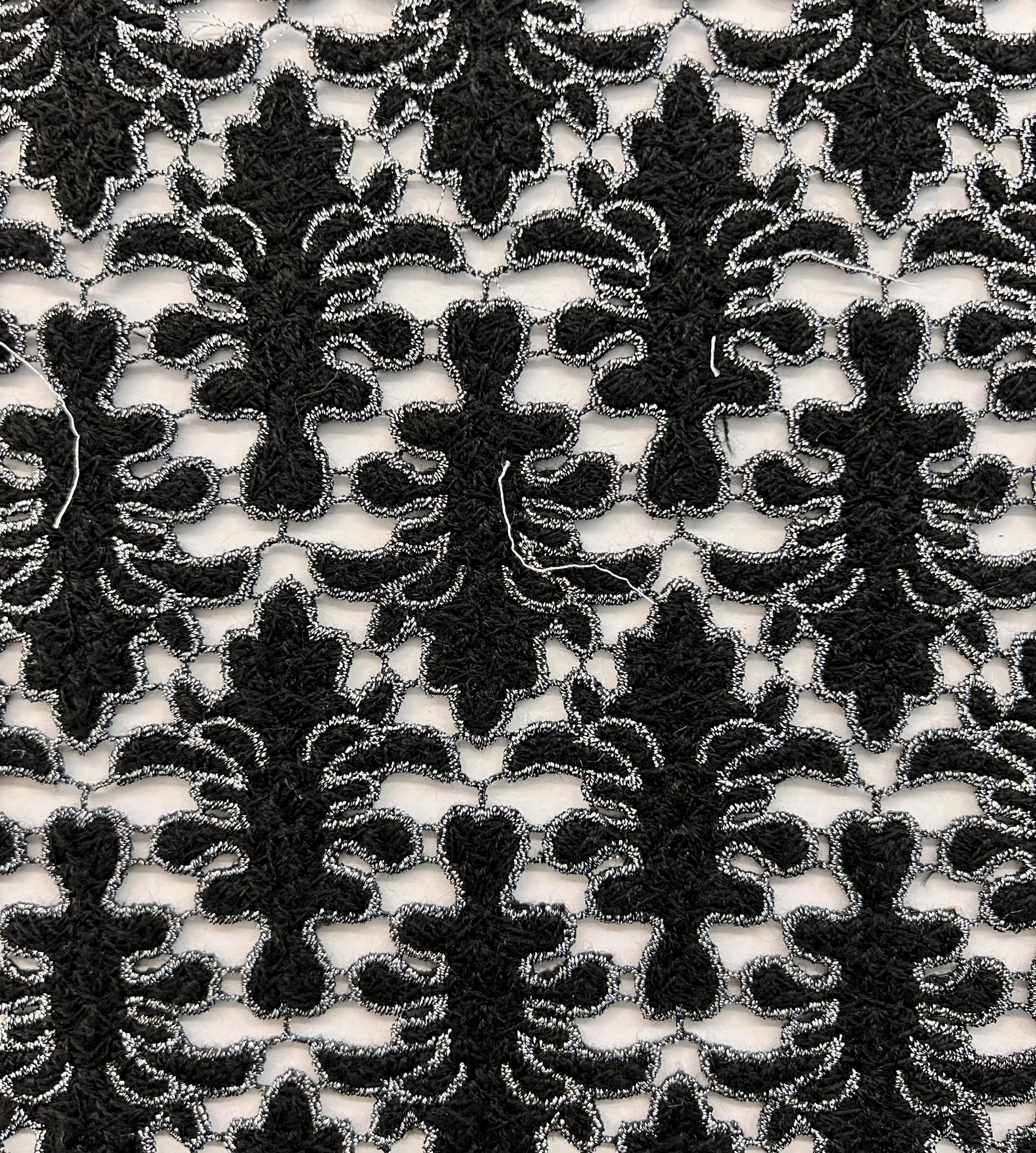 Wool Guipure Lace with Silver Lurex 