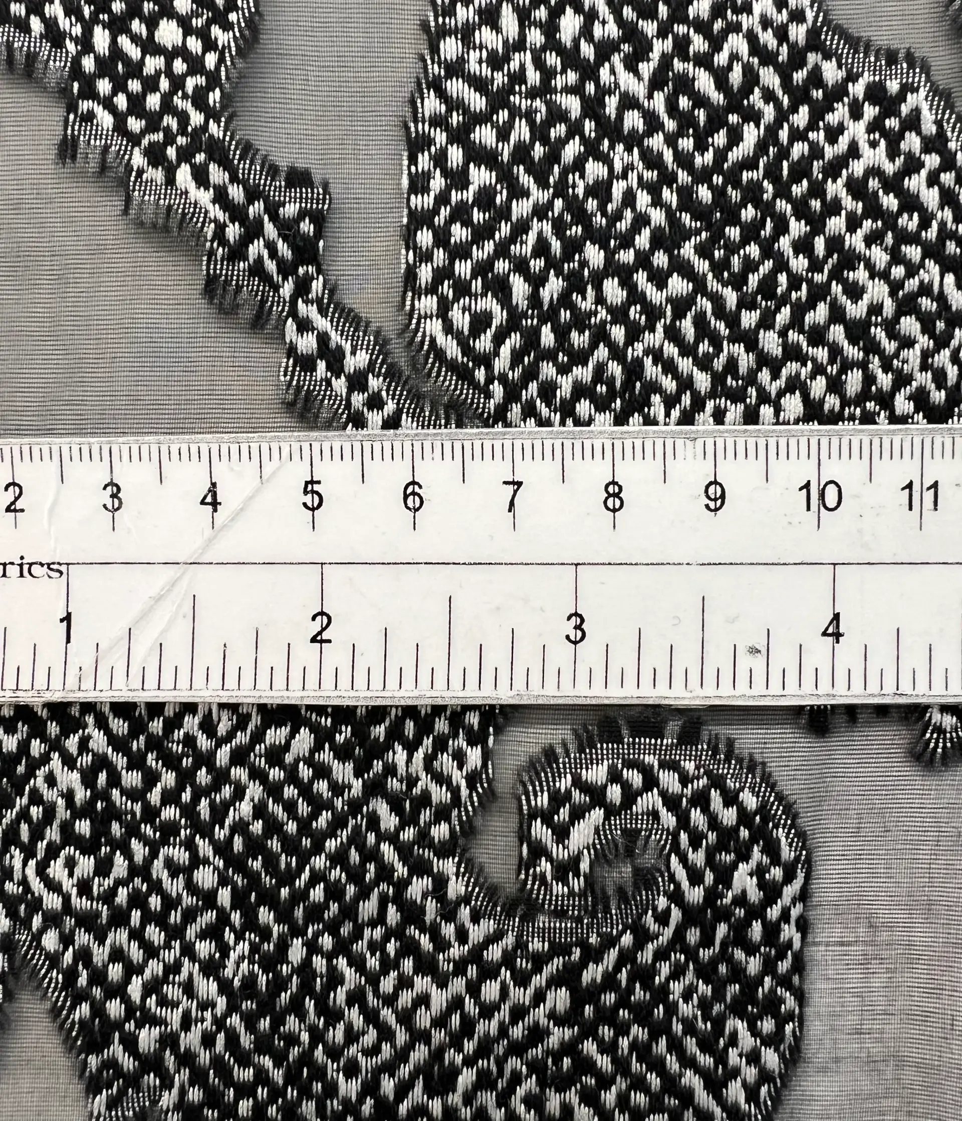 Silk & Polyester Fil Coupe Organza in Grey and Black