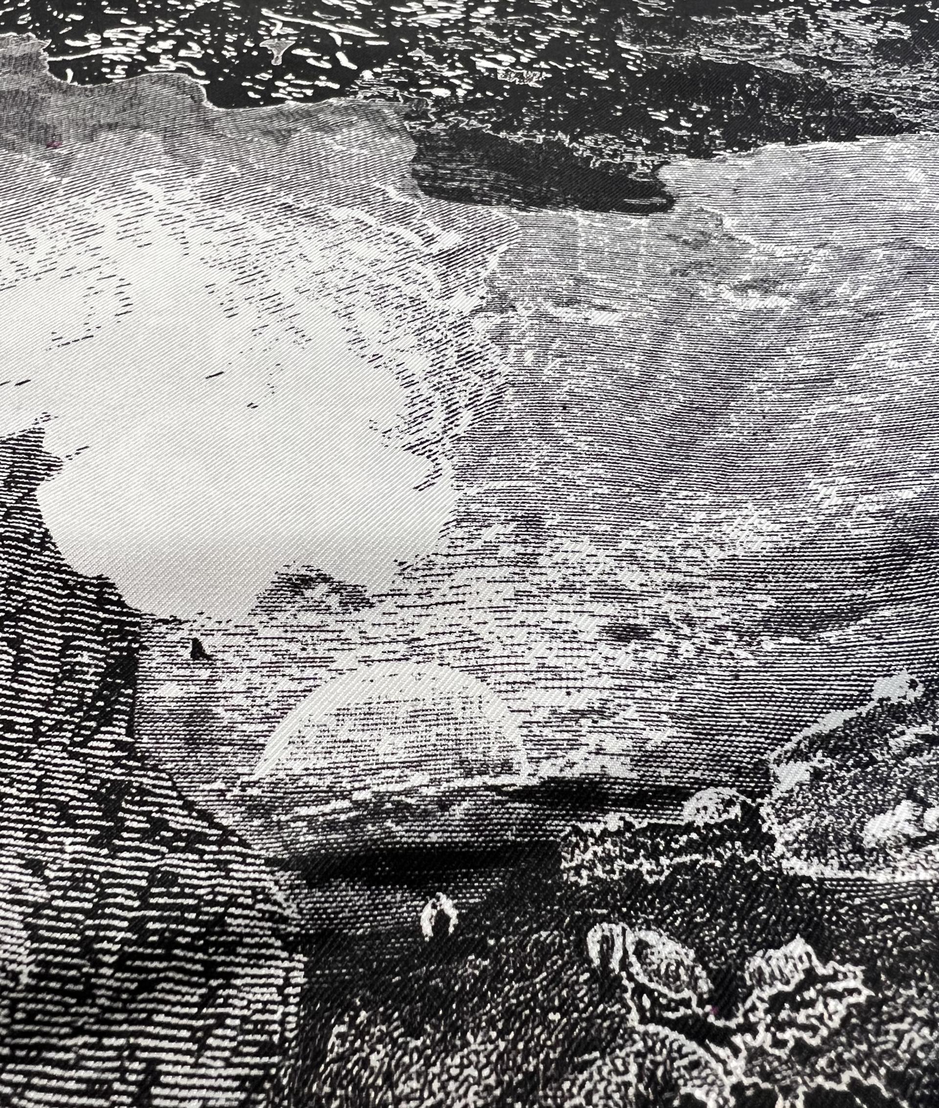 Printed Silk Twill in Grey,Black & white