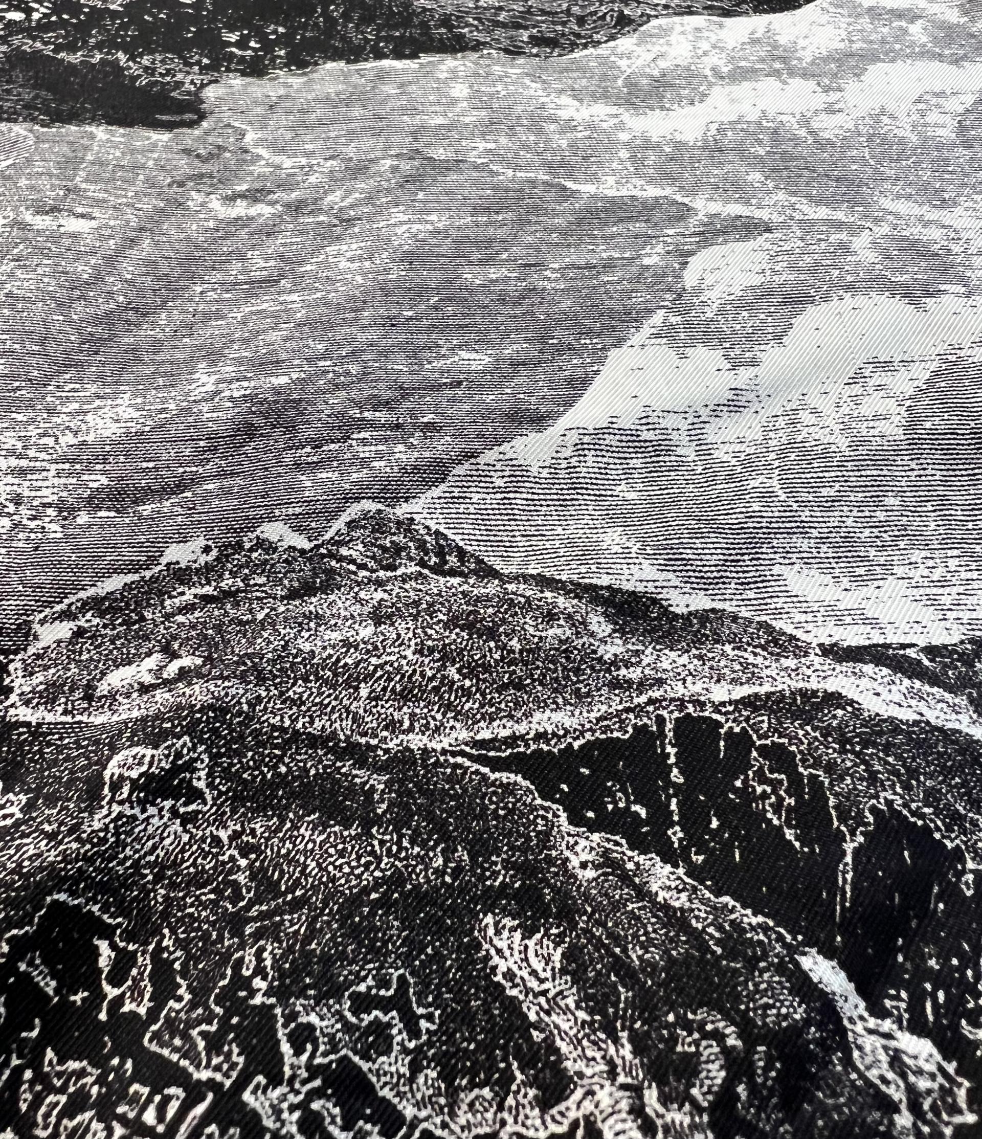 Printed Silk Twill in Grey,Black & white