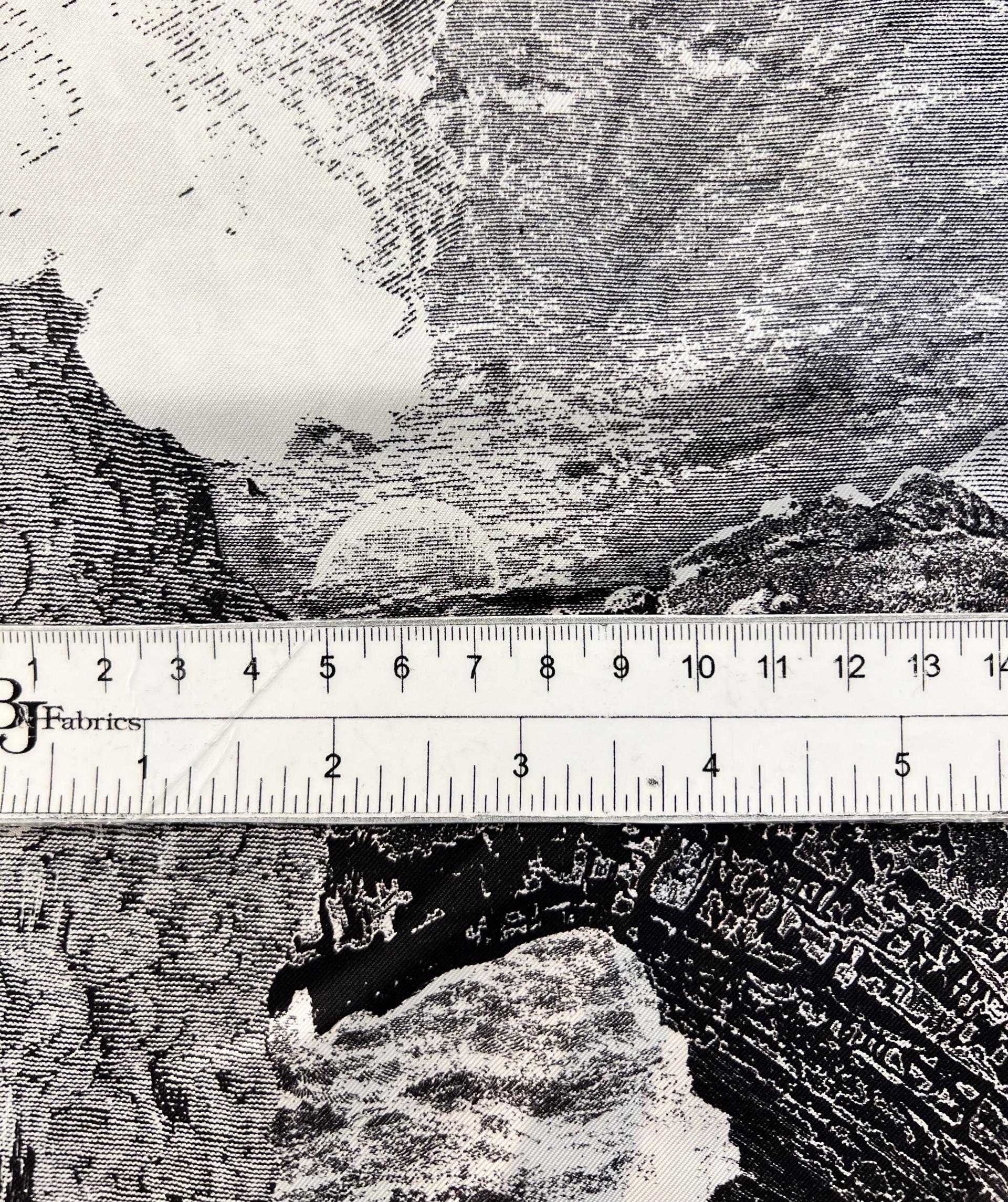 Printed Silk Twill in Grey,Black & white