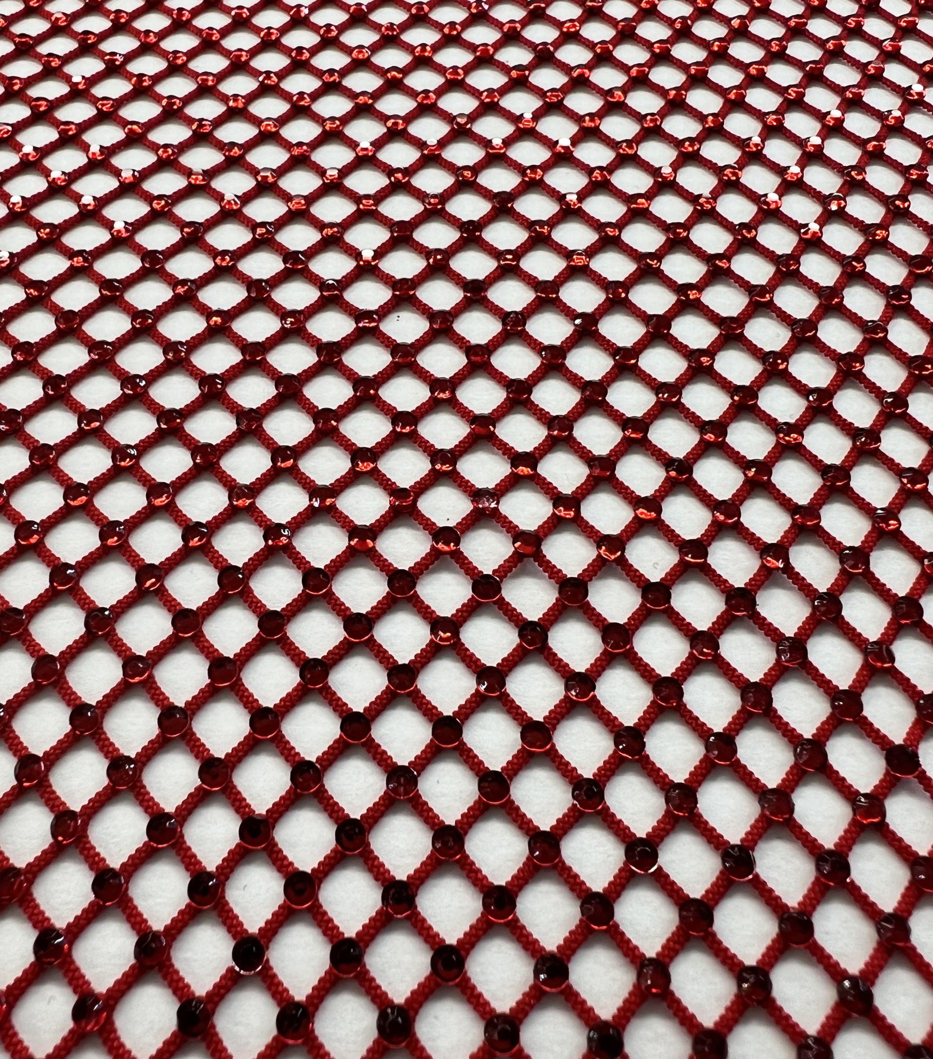 Crystals on Fishnet in Red