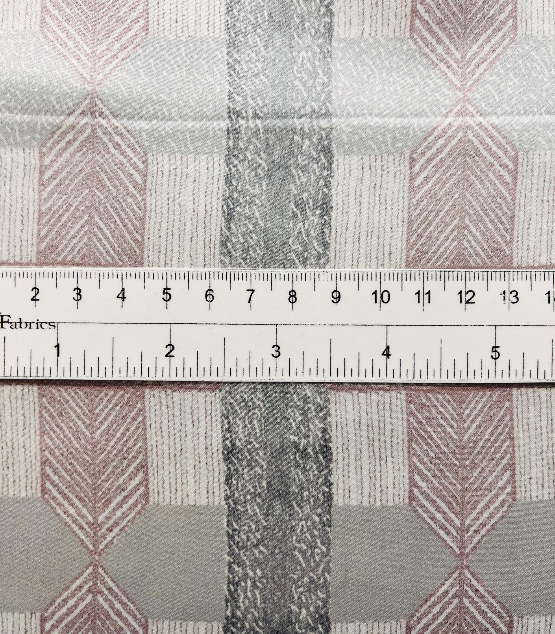 Italian Geometric Printed Pure Silk Charmeuse in Grey/Pink and White