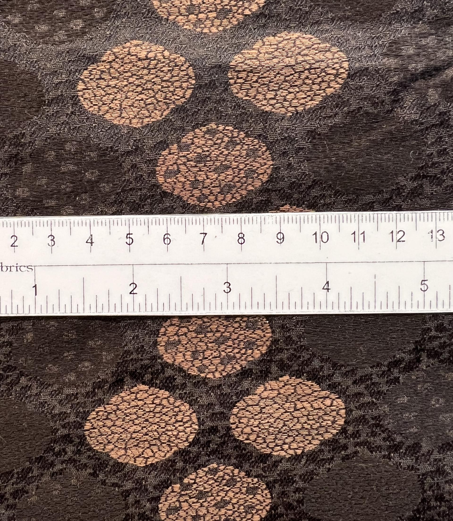 Vintage Silk Brocade Jacquard in Brown 