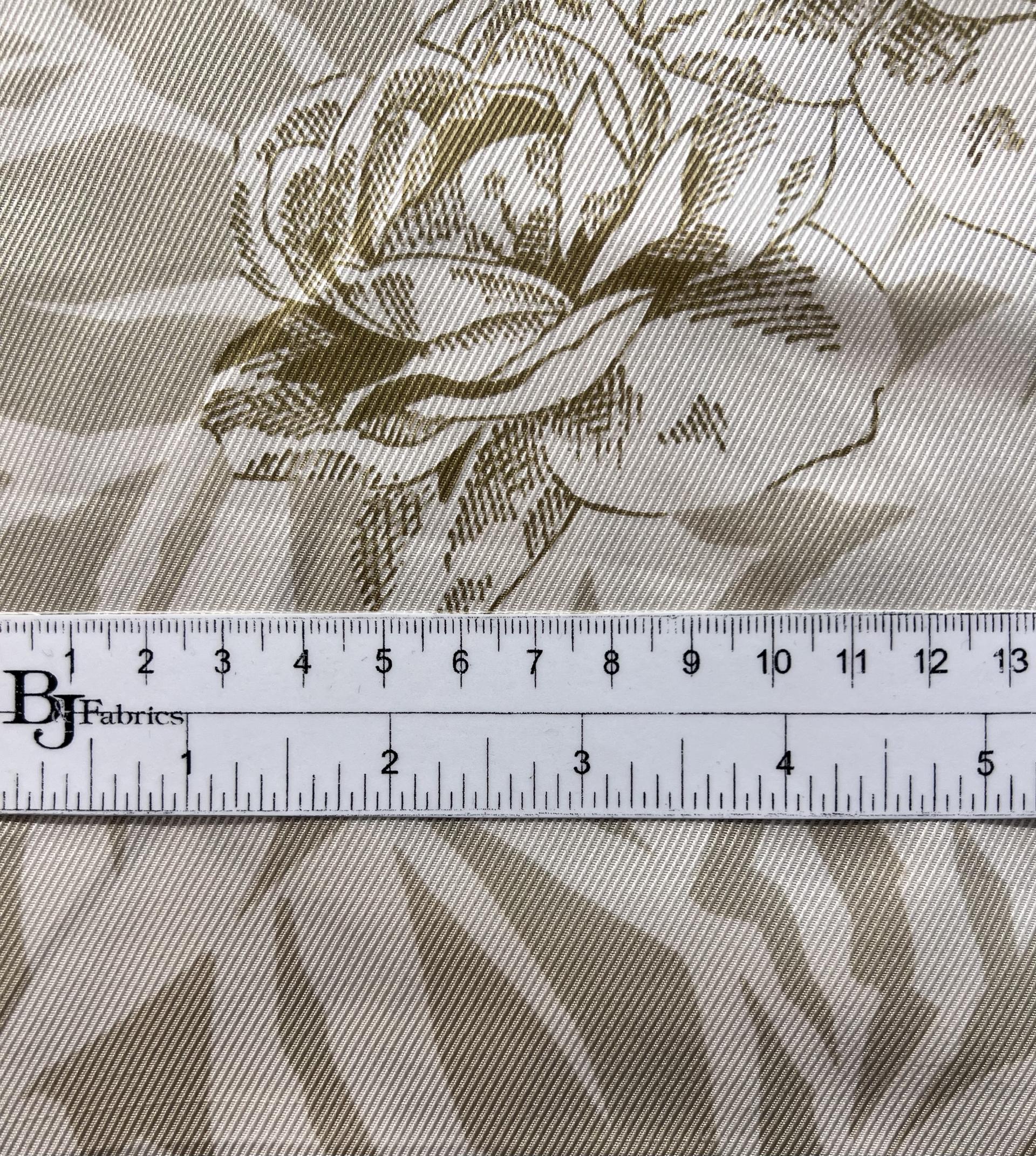 Printed Silk Twill with Light Olive Rose