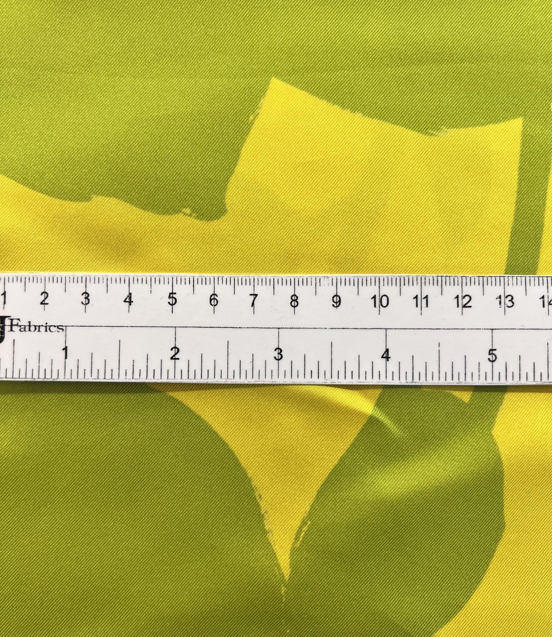 Printed Silk Twill in Yellow & Acid Green