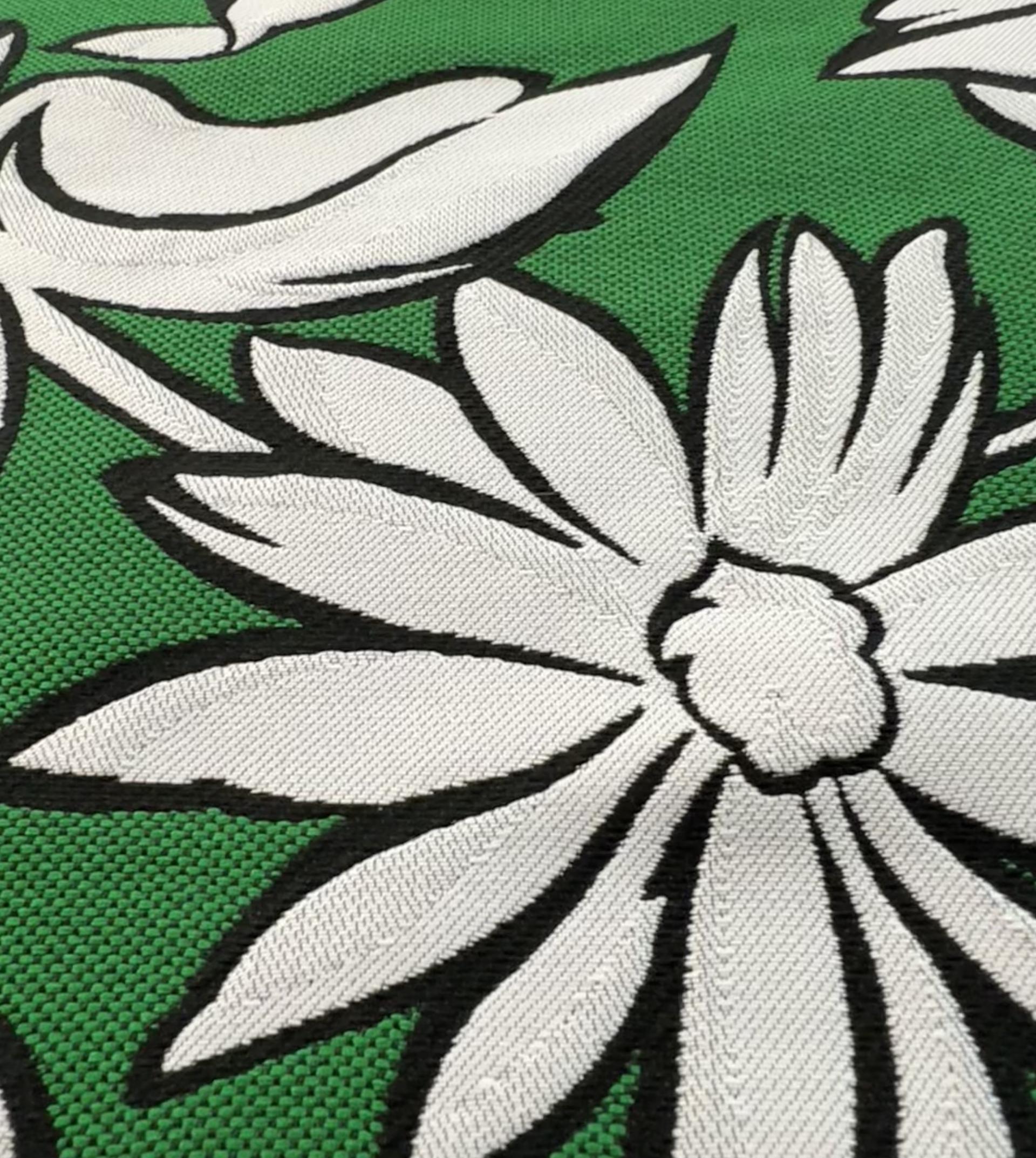 Large Floral Brocade in Green & White