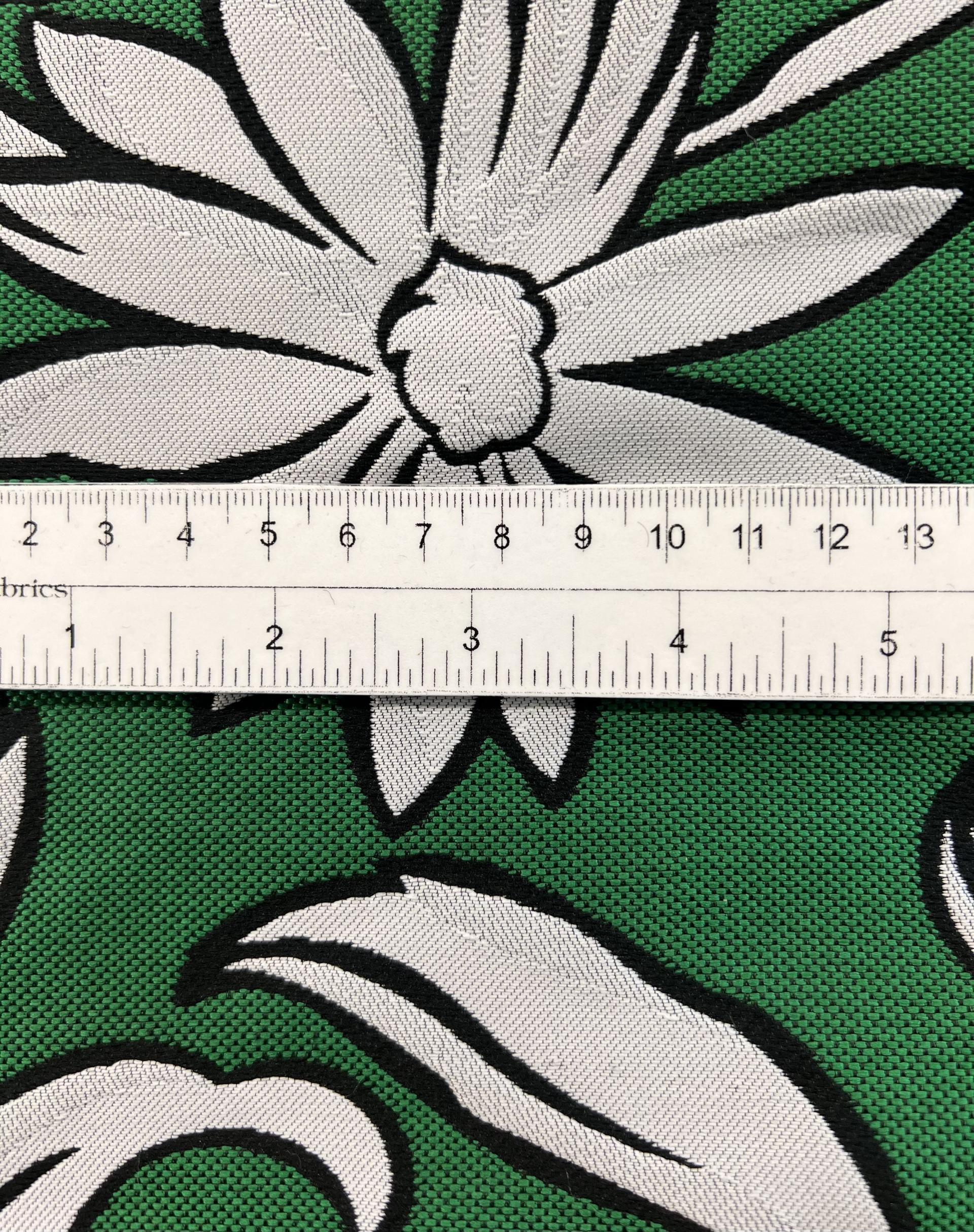 Large Floral Brocade in Green & White