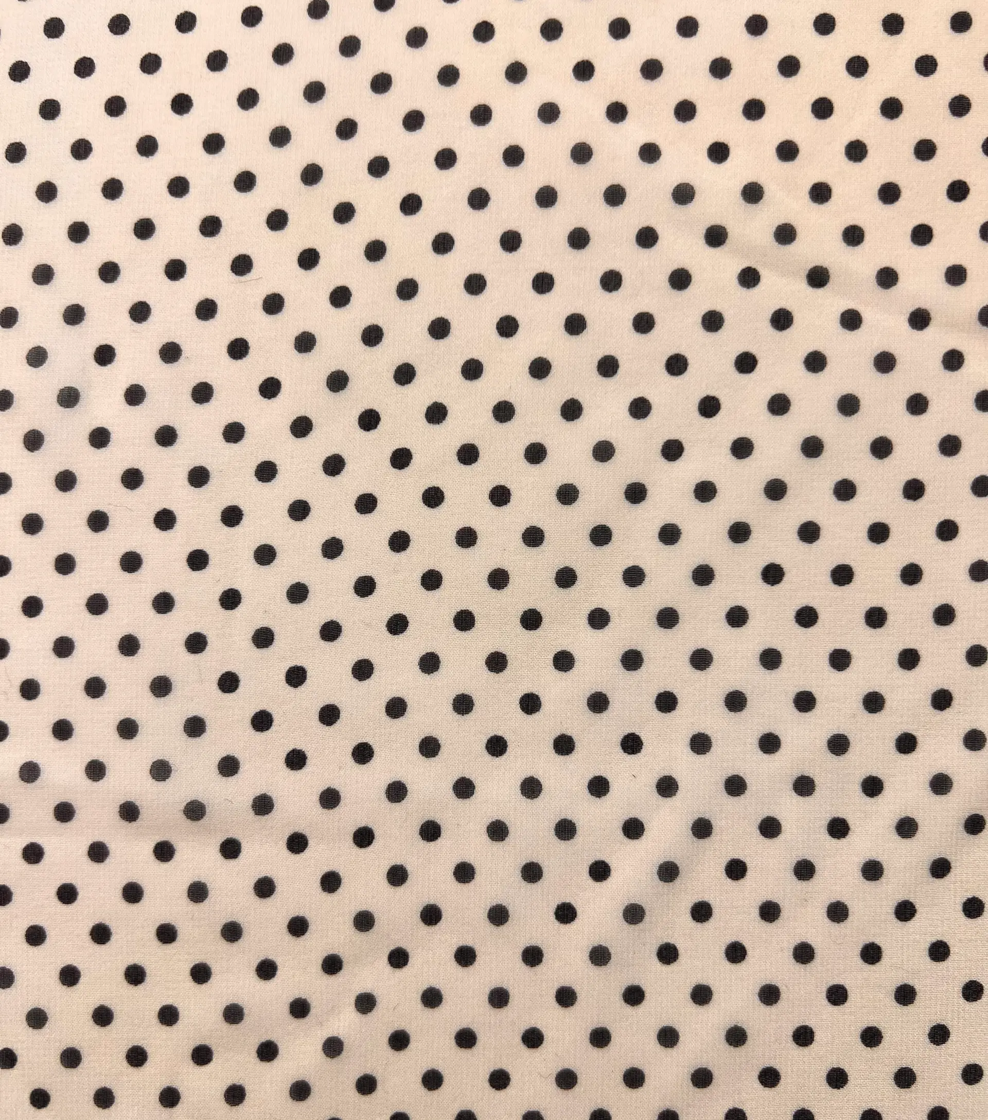 Printed Silk Chiffon Cream  and Black Dots