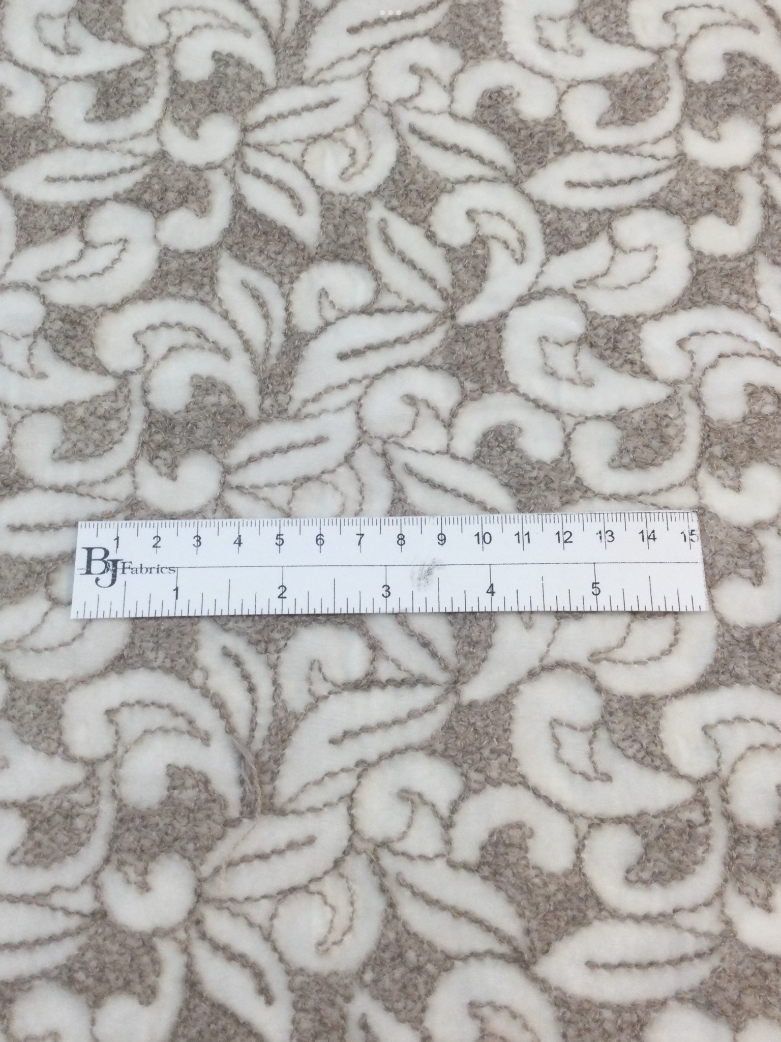 Embroidered Silk and Rayon Velvet with Leaves