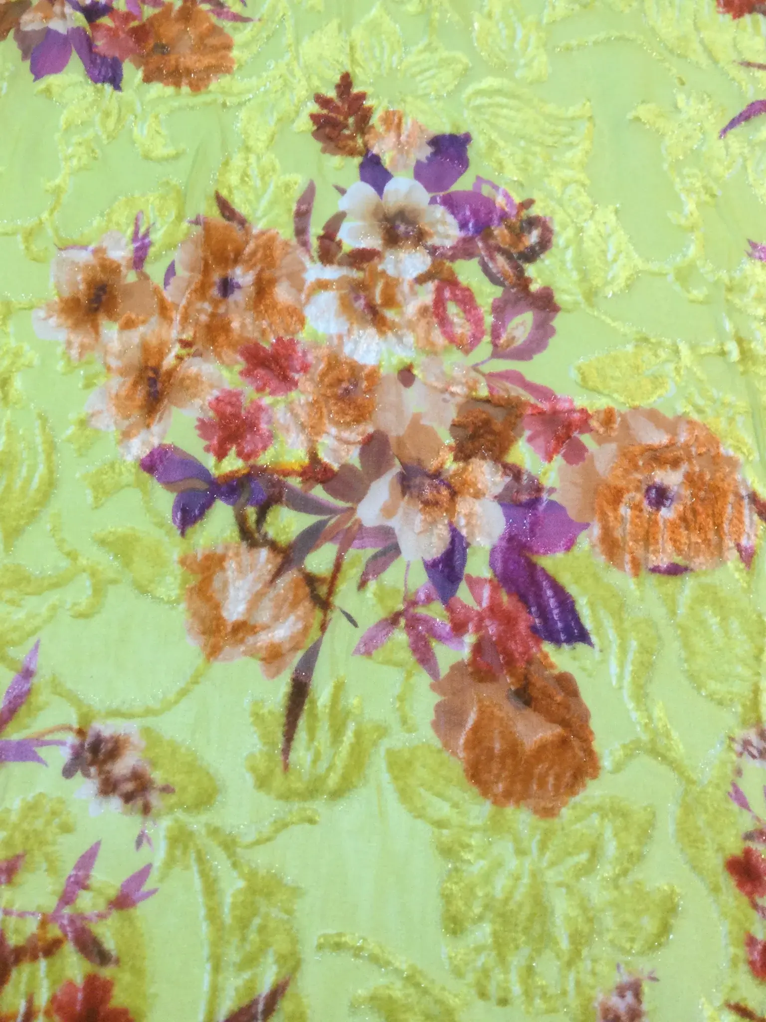 Silk and Lurex Burnout Velvet in Yellow