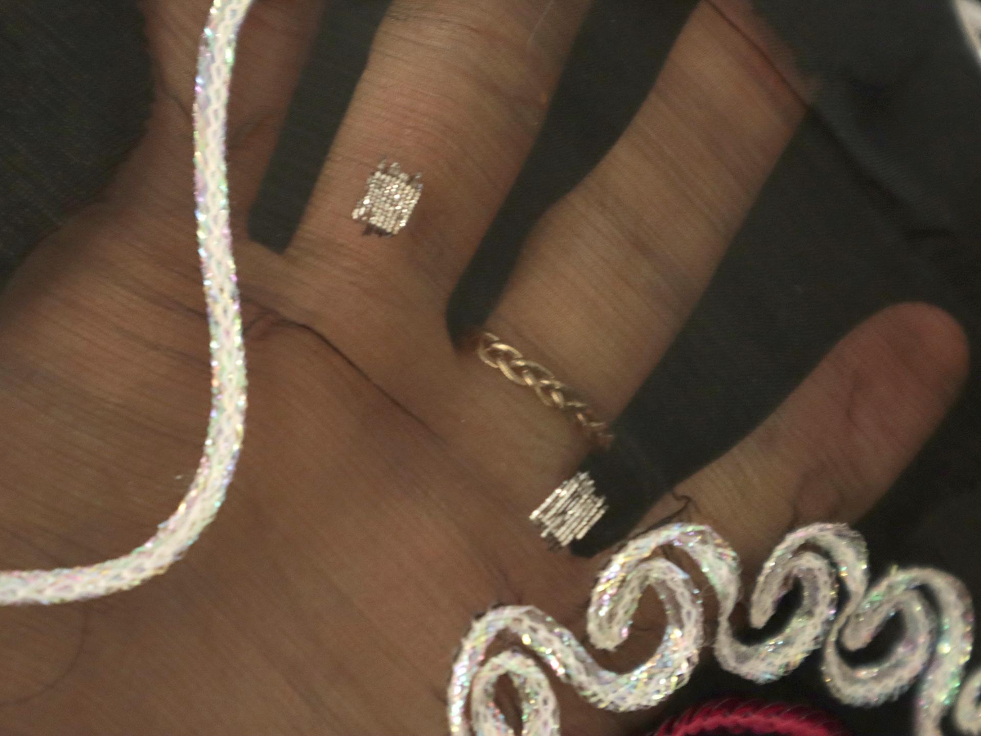 Embroidered Burn Out Silk Chiffon Panel with Beads and Sequins