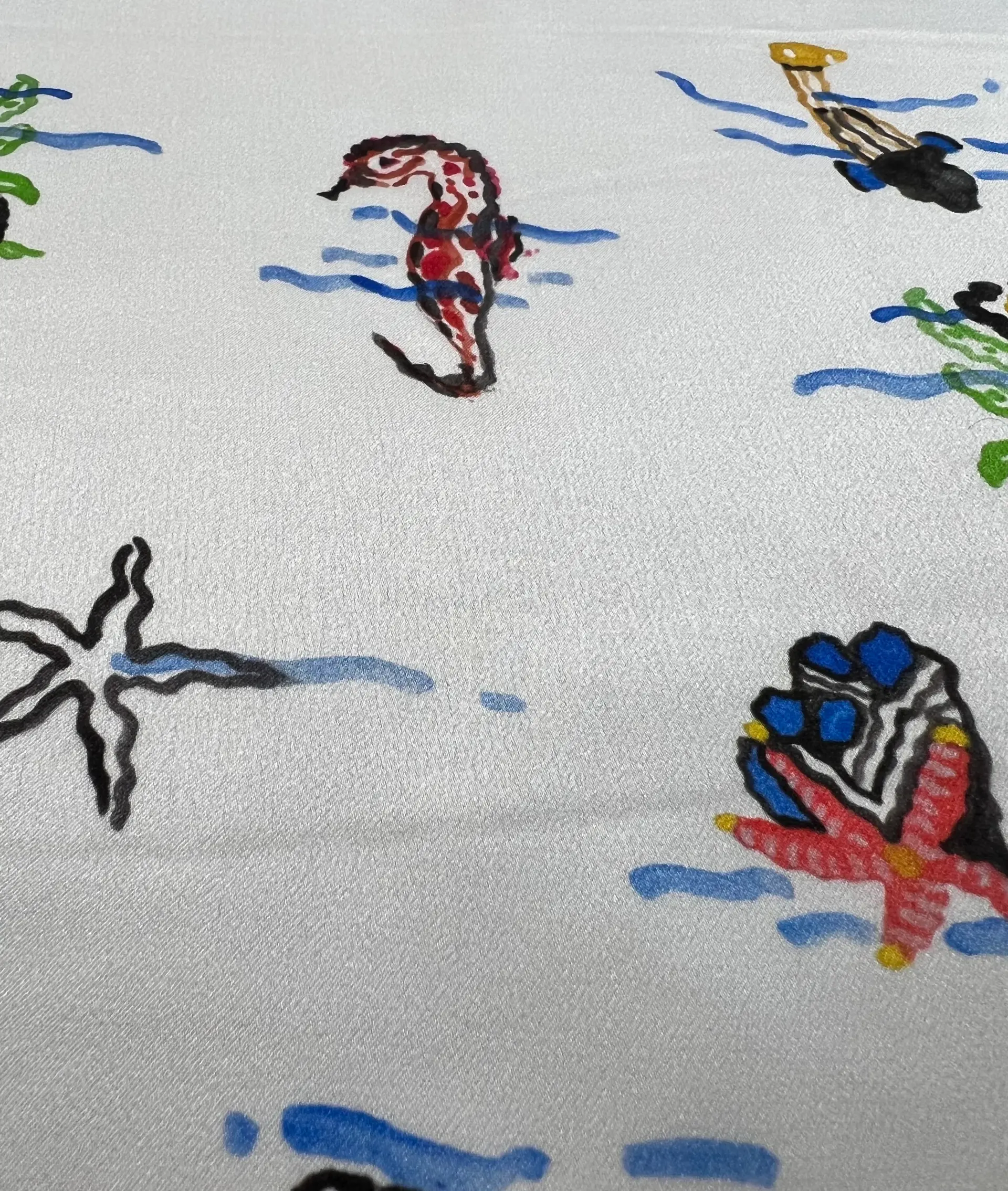 Italian Satin Silk Chiffon Marine Print