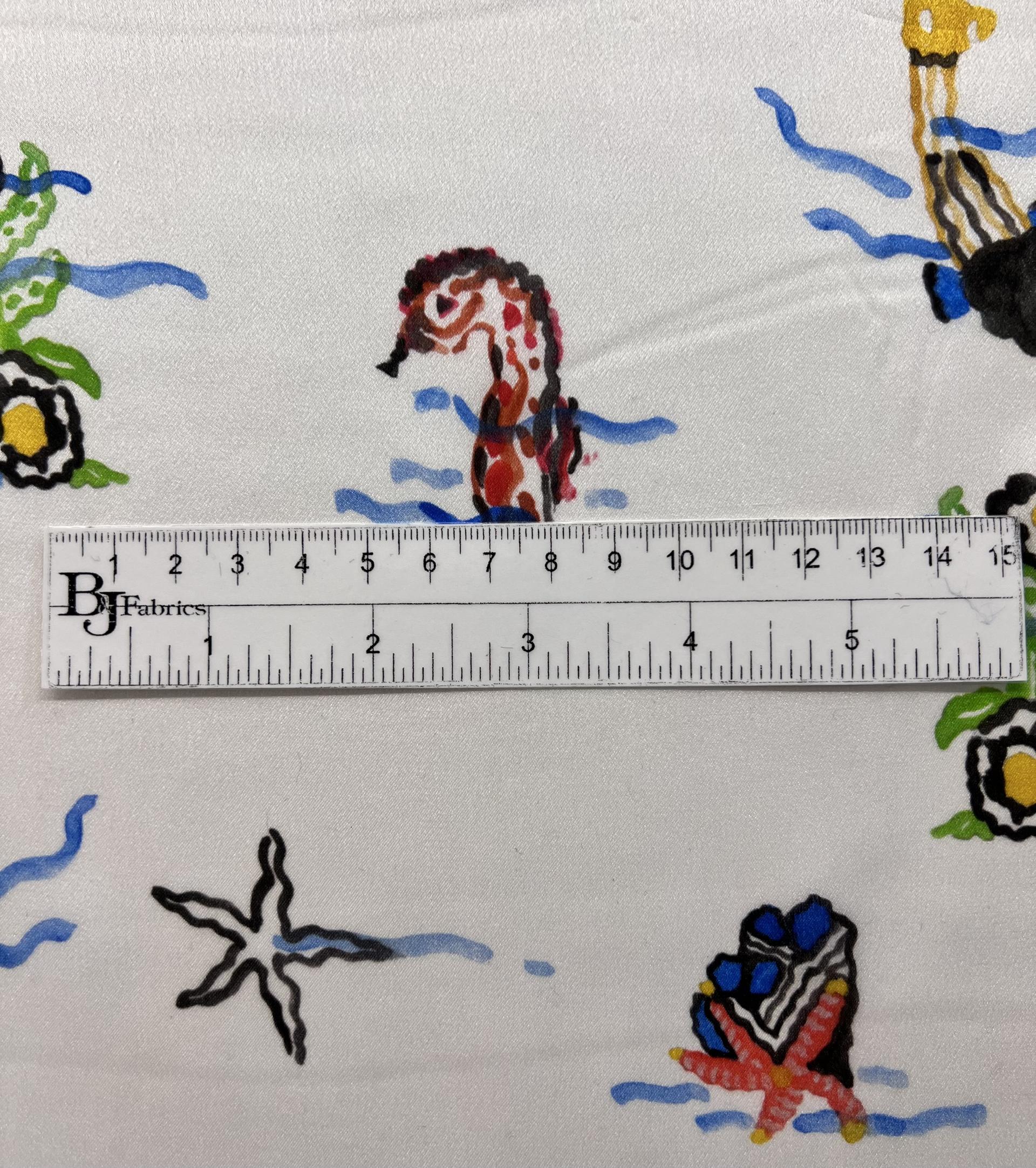 Italian Satin Silk Chiffon Marine Print