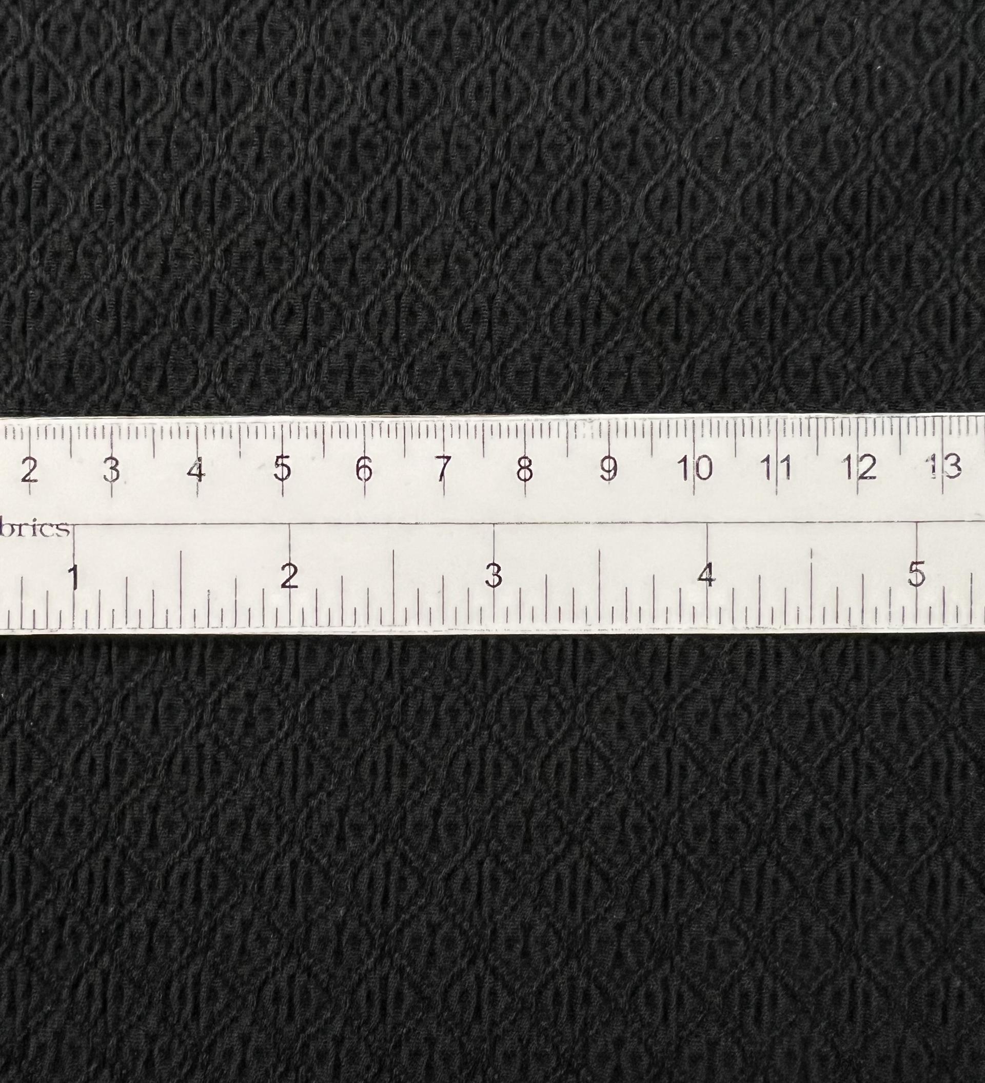 Mechanical Stretch 100% Viscose Geometric Brocade in Black