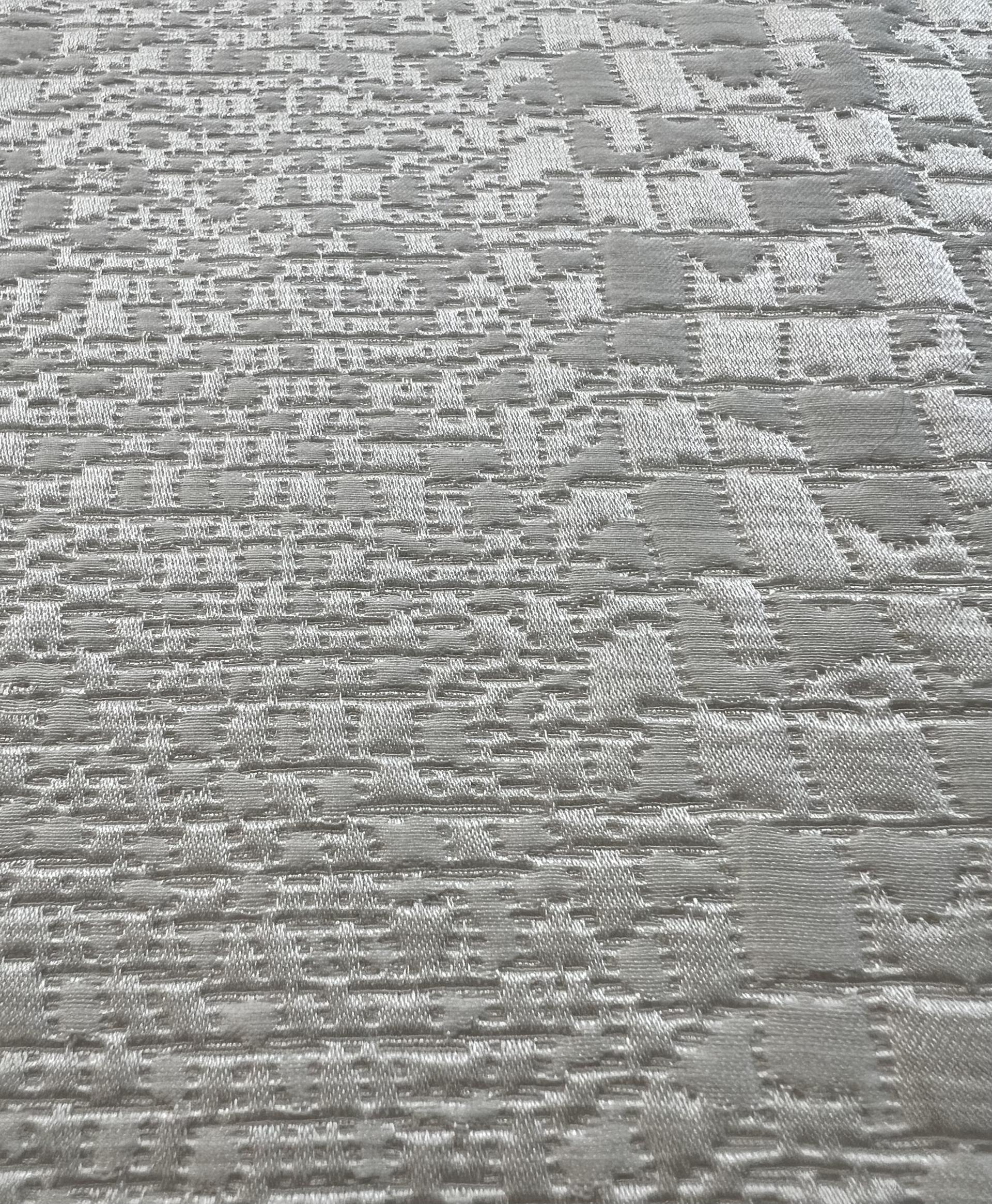 Silk & Rayon Geometric Reptile Brocade in Silk White