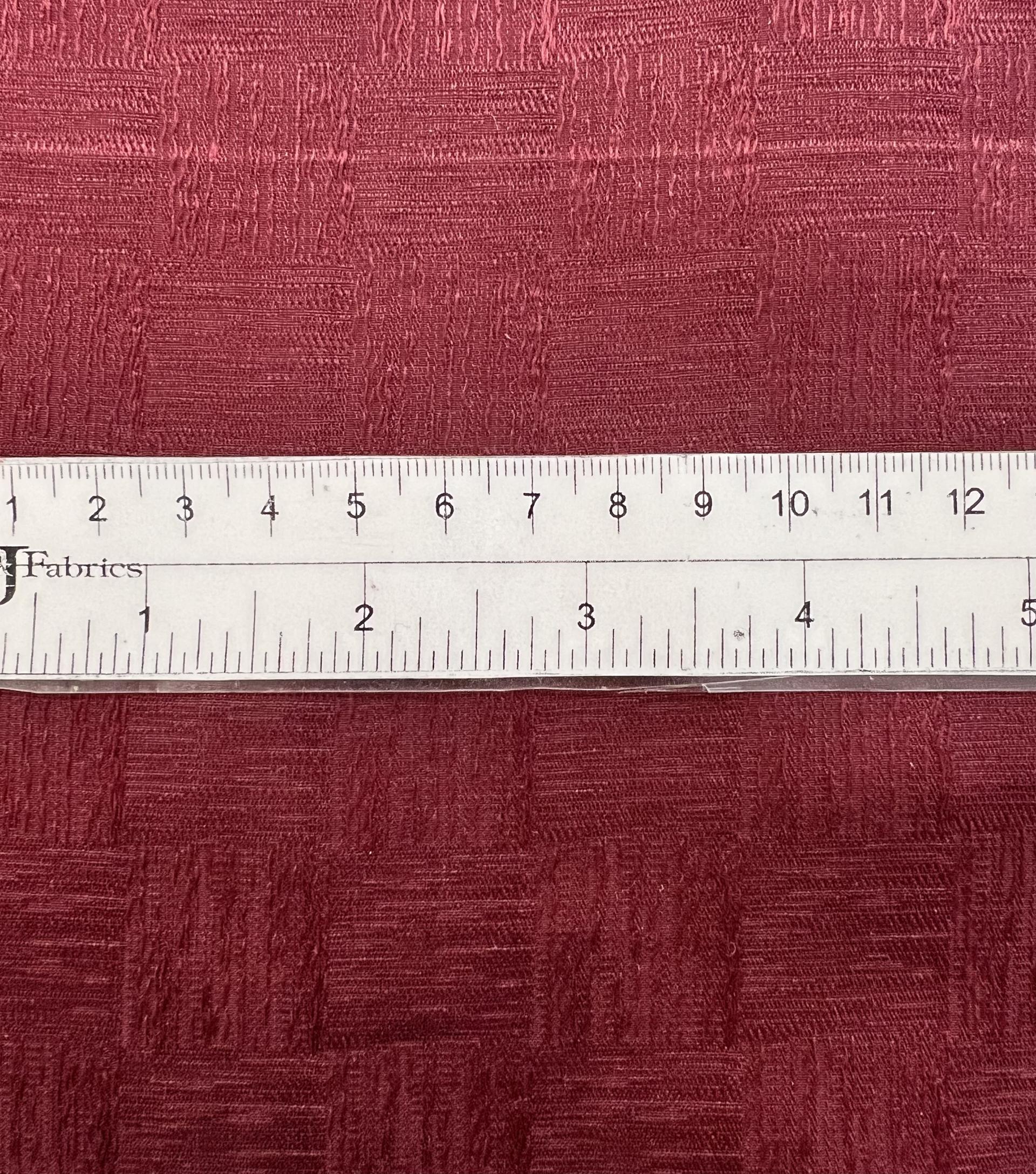 Made in Italy Pure Silk Textured Check Jacquard in Ruby