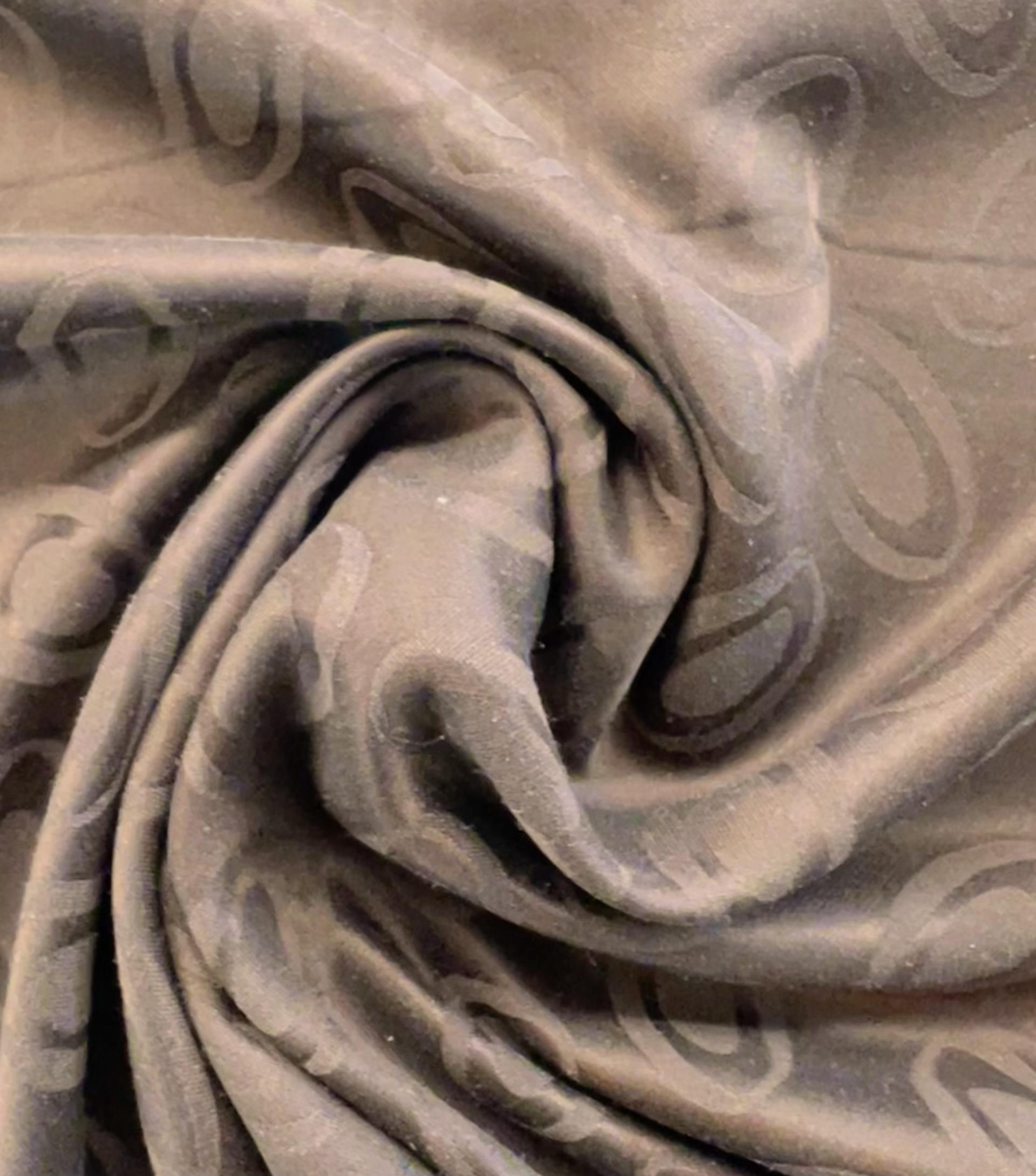 Made in Italy Pure Silk Floating Oval Jacquard in Brown