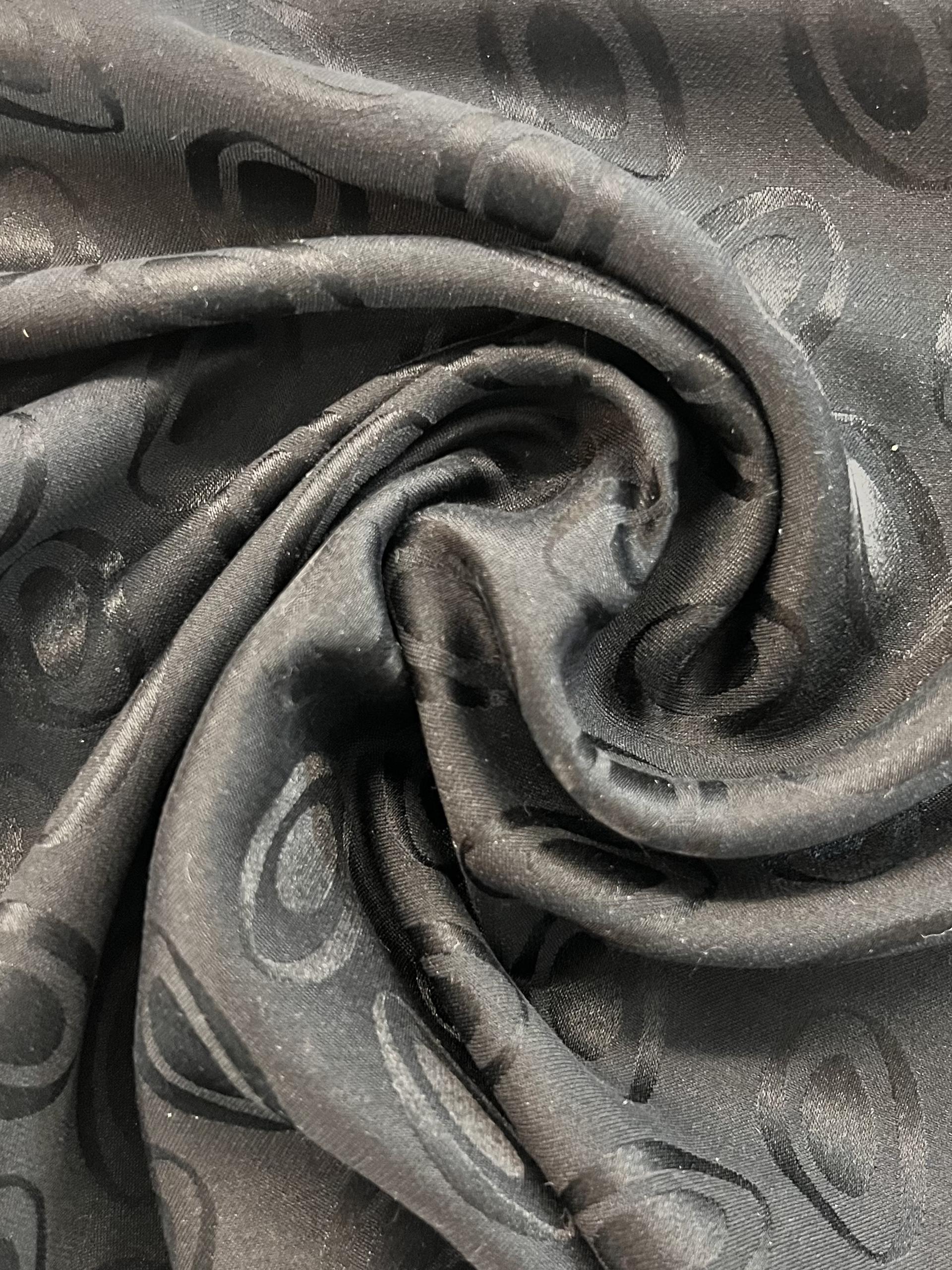 Made in Italy Pure Silk Floating Oval Jacquard in Black