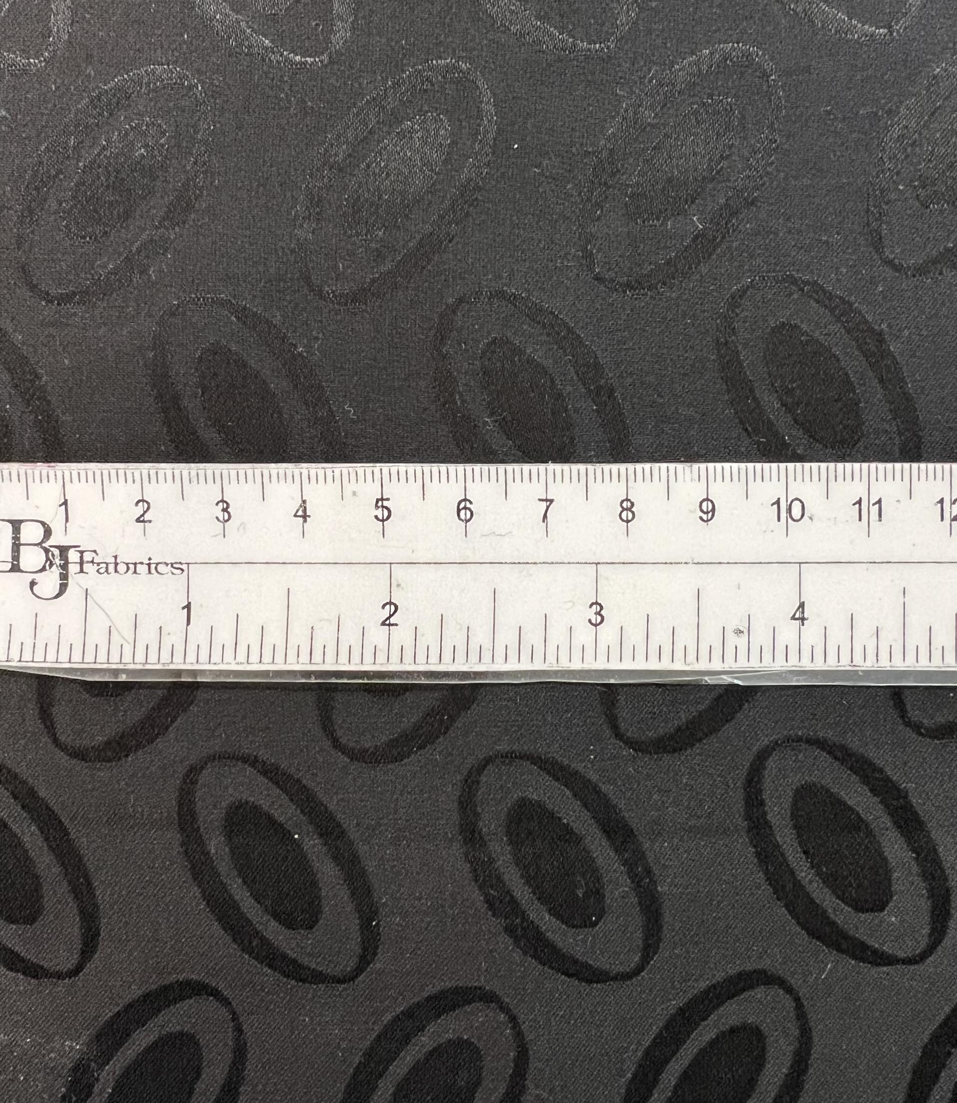 Made in Italy Pure Silk Floating Oval Jacquard in Black