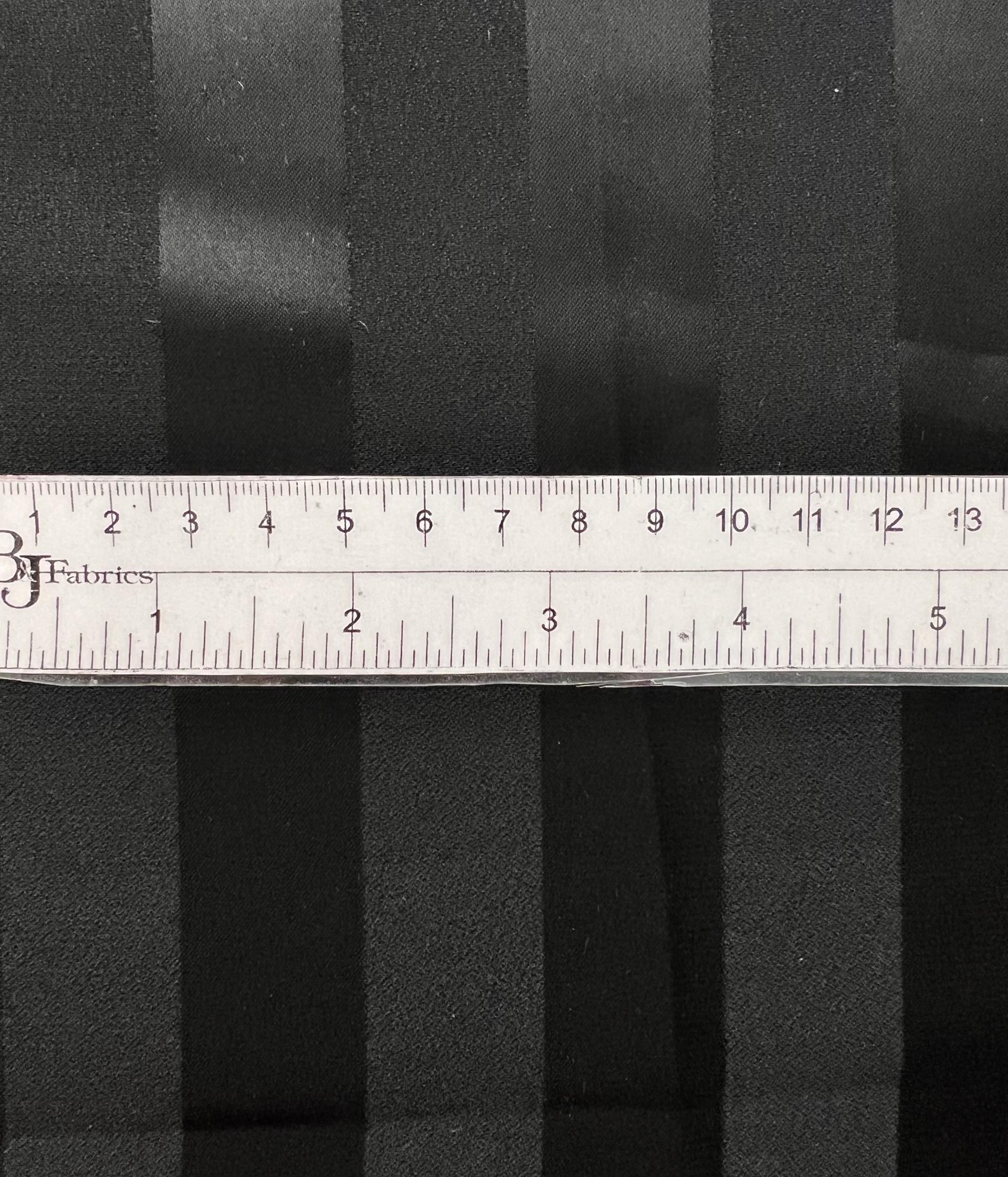 Made in Japan Triacetate/Polyester Crepe Satin Stripe Jacquard in Black